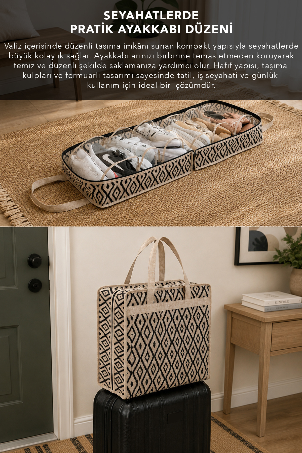 Meleni Home 4'lü Seyahat Organizer Set - Ayakkabı Hurcu Bavul