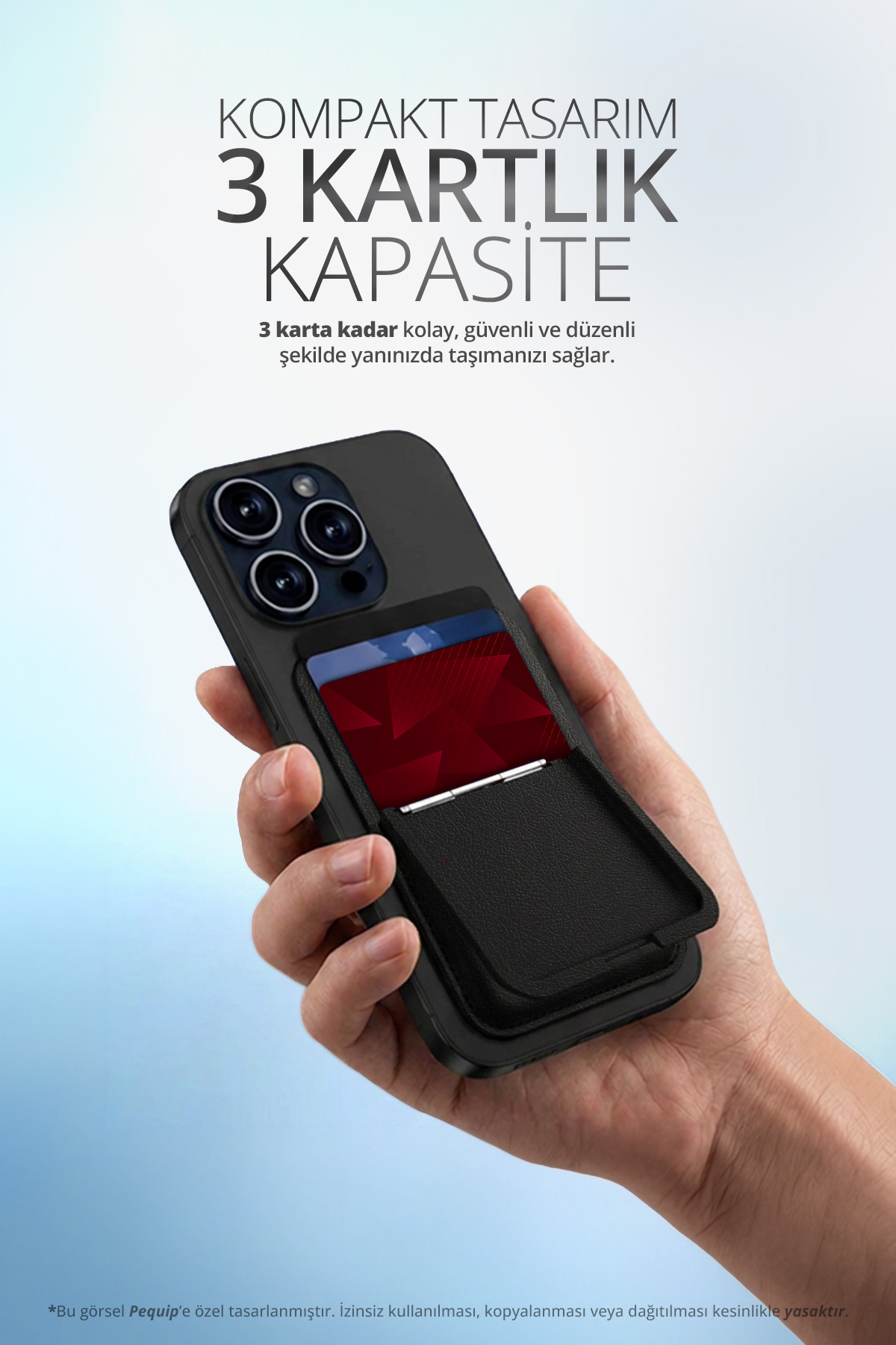 Pequip Magsafe Deri Kartlık Kılıf iPhone 12 13 14 15 16 17 Plus Pro Max Uyumlu Manyetik Standlı Pop-Up 3 Hazneli görsel 2