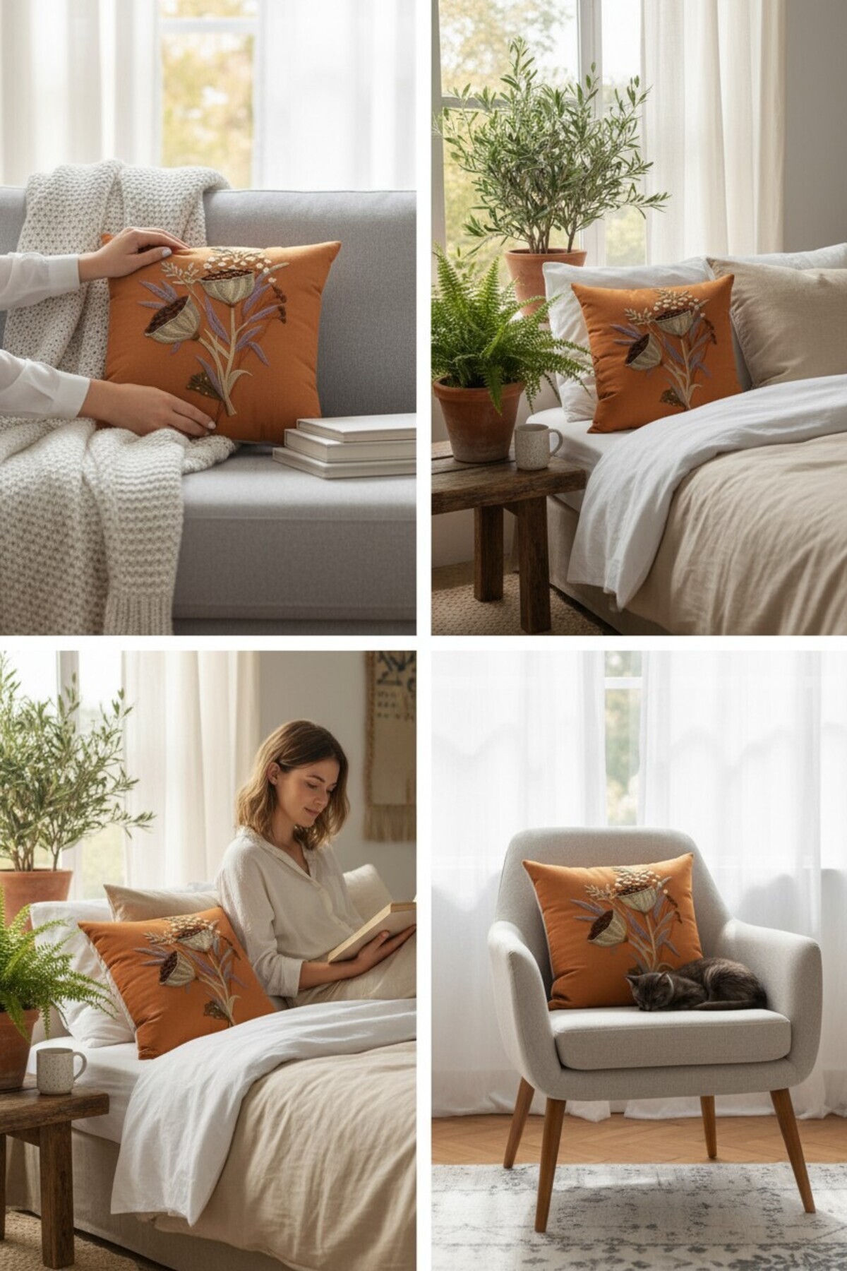 4Pcs Digital Printed Punch Punch Embroidery Pattern Square Throw Pouch