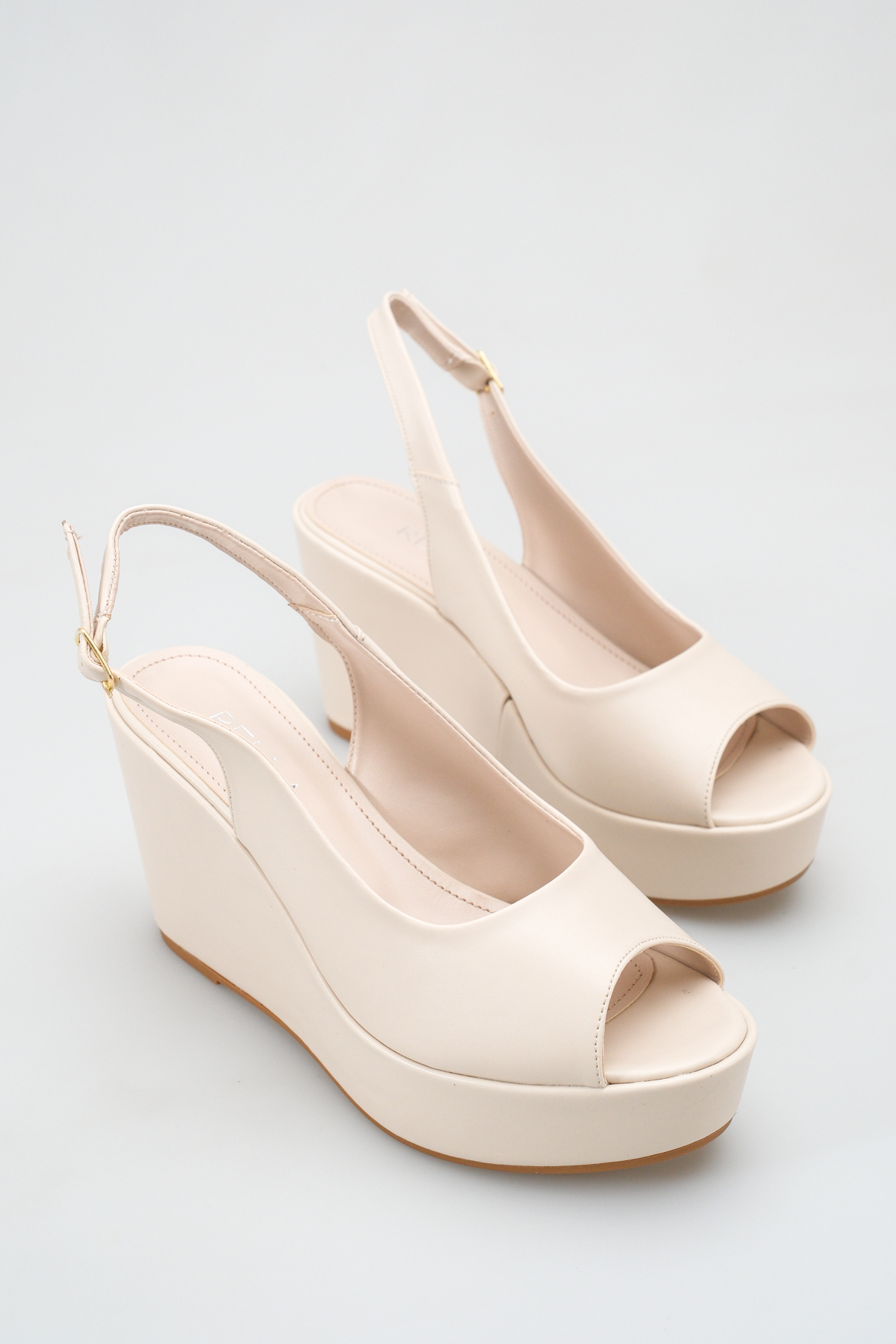 Nude Fill Heel Platform Women's Sandals Open Toe Wristband