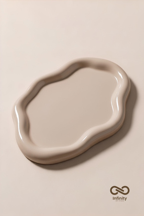Infinity Art Studio Mineral Beton Dalgalı Bulut Tabak Dekoratif Tepsi • Verni...