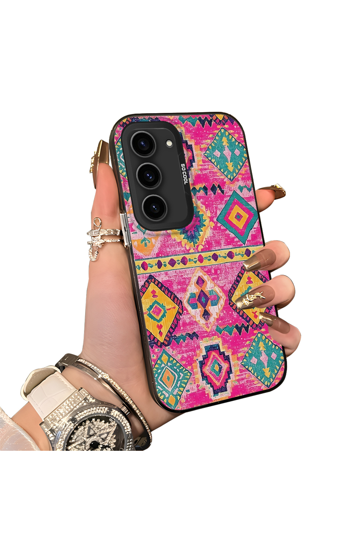 Samsung Galaxy S23 Compatible Hard Acrylic Rear Silicone Edge Lens Protection Case