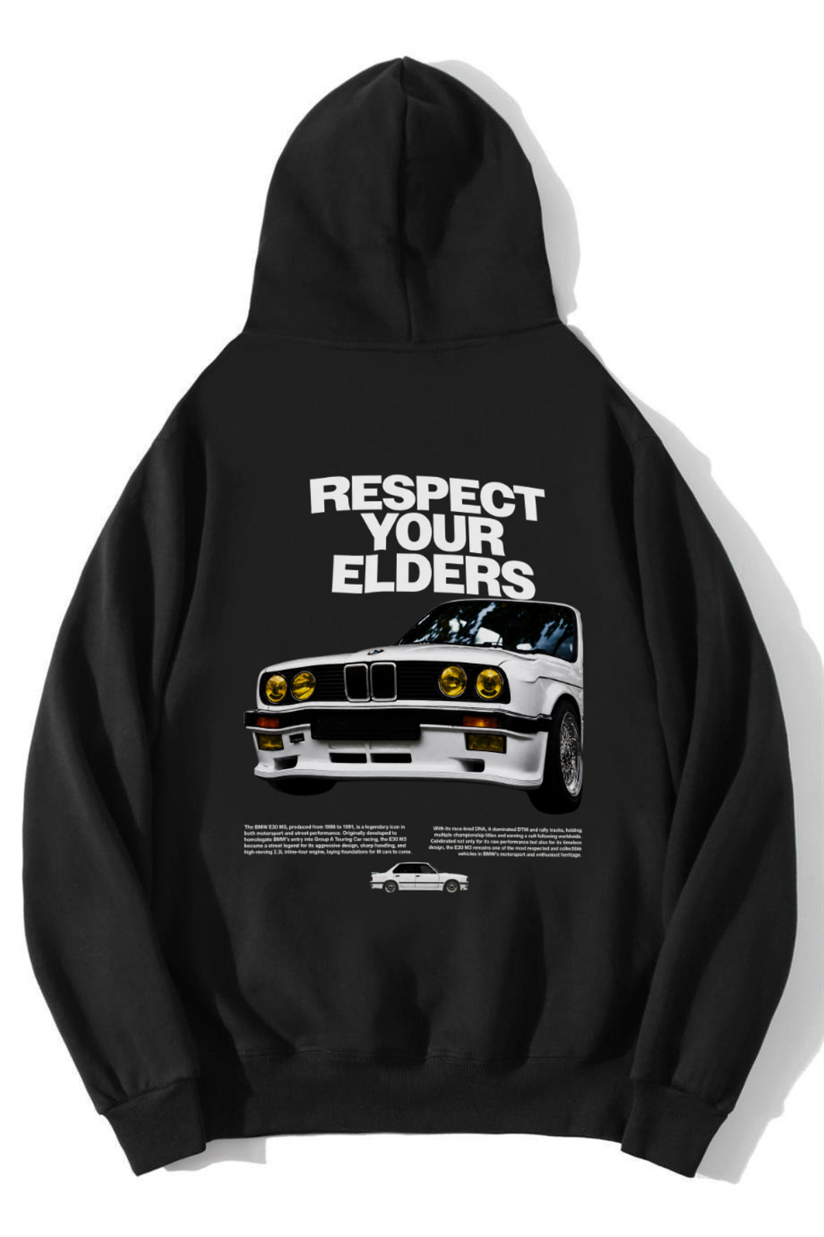 BRZ COLLECTION Unisex Oversize Respect Your Elders BMW Hoodie Siyah