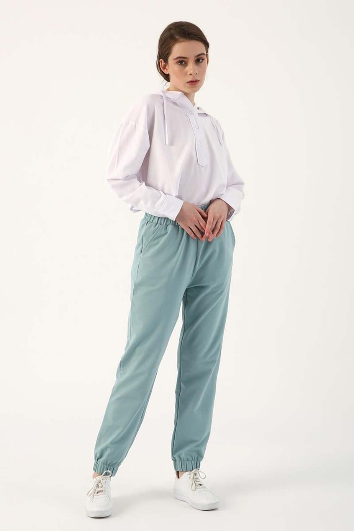 Dark Mint- Elasticated Lycra Sweatpants