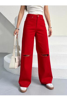 zeofficial Pantolon Kırmızı Baggy Yeni Sezon