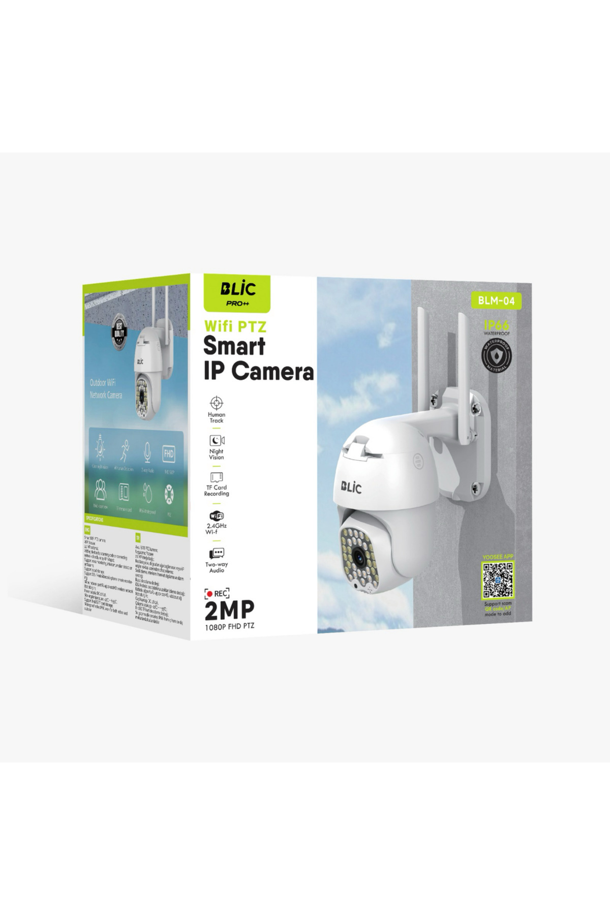 2.5 inç, Gece Görüşlü 1080p FHD 2MP Hareket Takipli Akıllı Ip Kamera