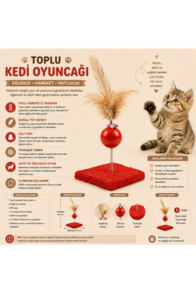 Pawblem Lab Toplu Kedi Oyuncağı Kırmızı