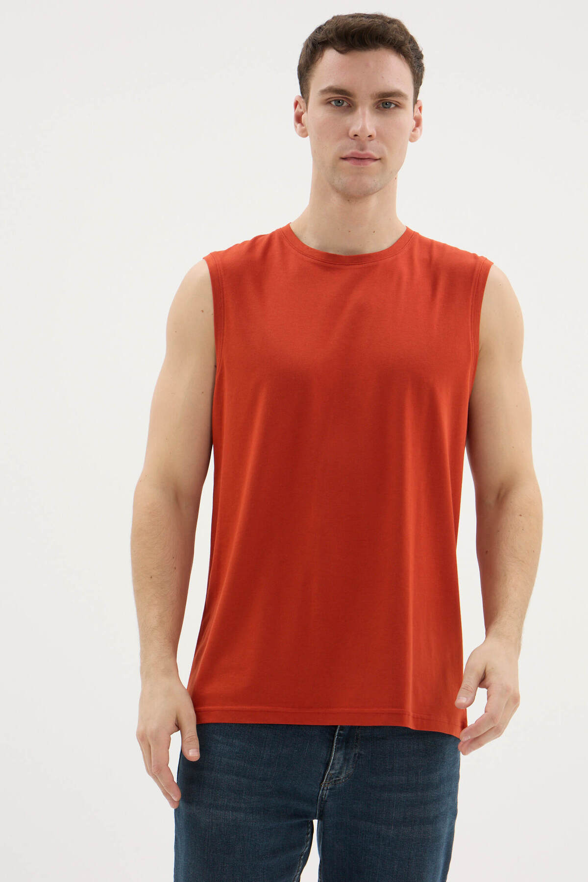 Men's Zero Neck Sleeveless T-Shirt Modal-Cotton