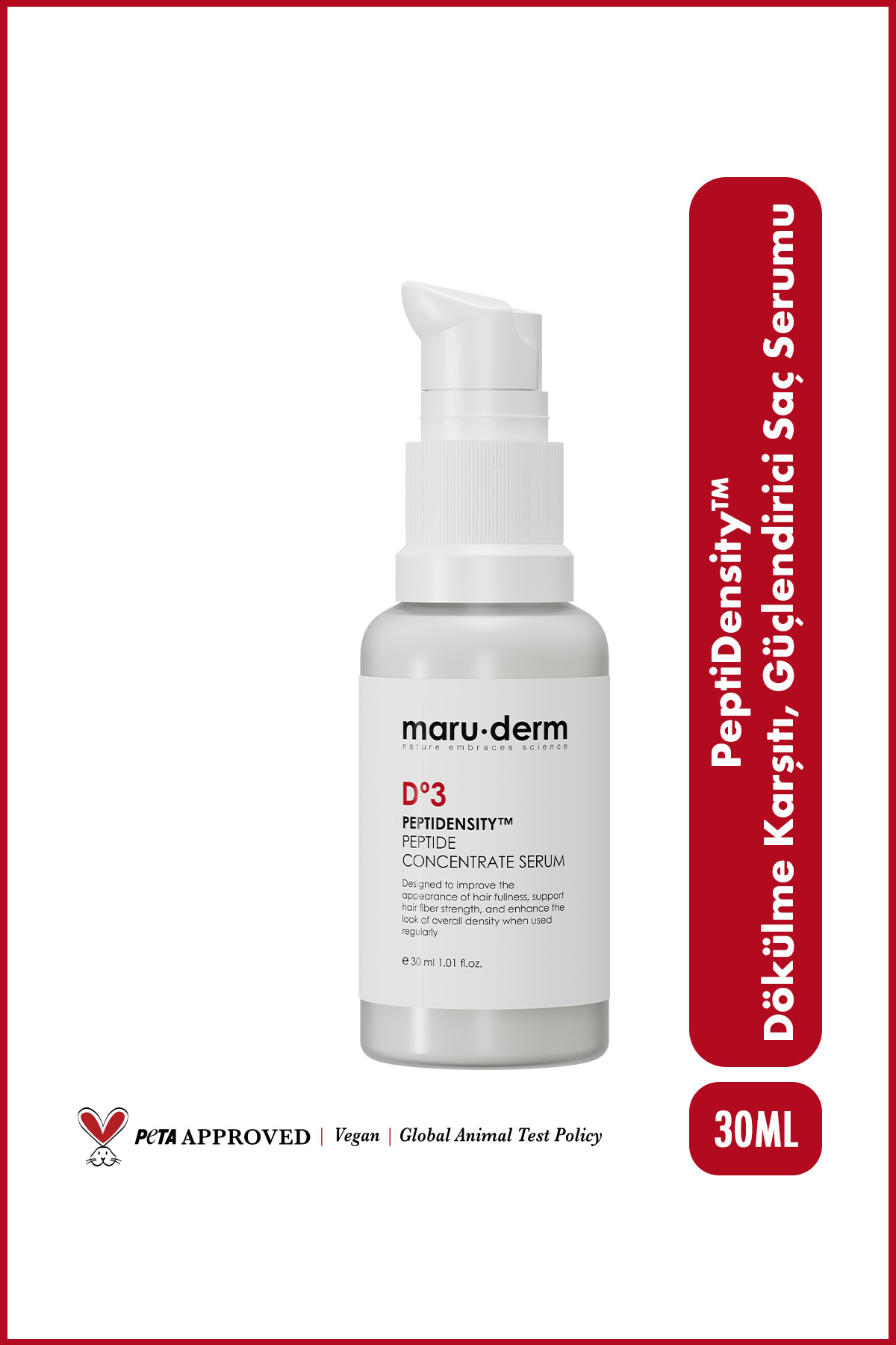 Maru.Derm PeptiDensity™ Dökülme Karşıtı Peptit Saç Serumu | Saç Yoğunlaştırıcı Etkili ve Saç Derisi Güçlendirici Serum 30 ML — 8689588594303