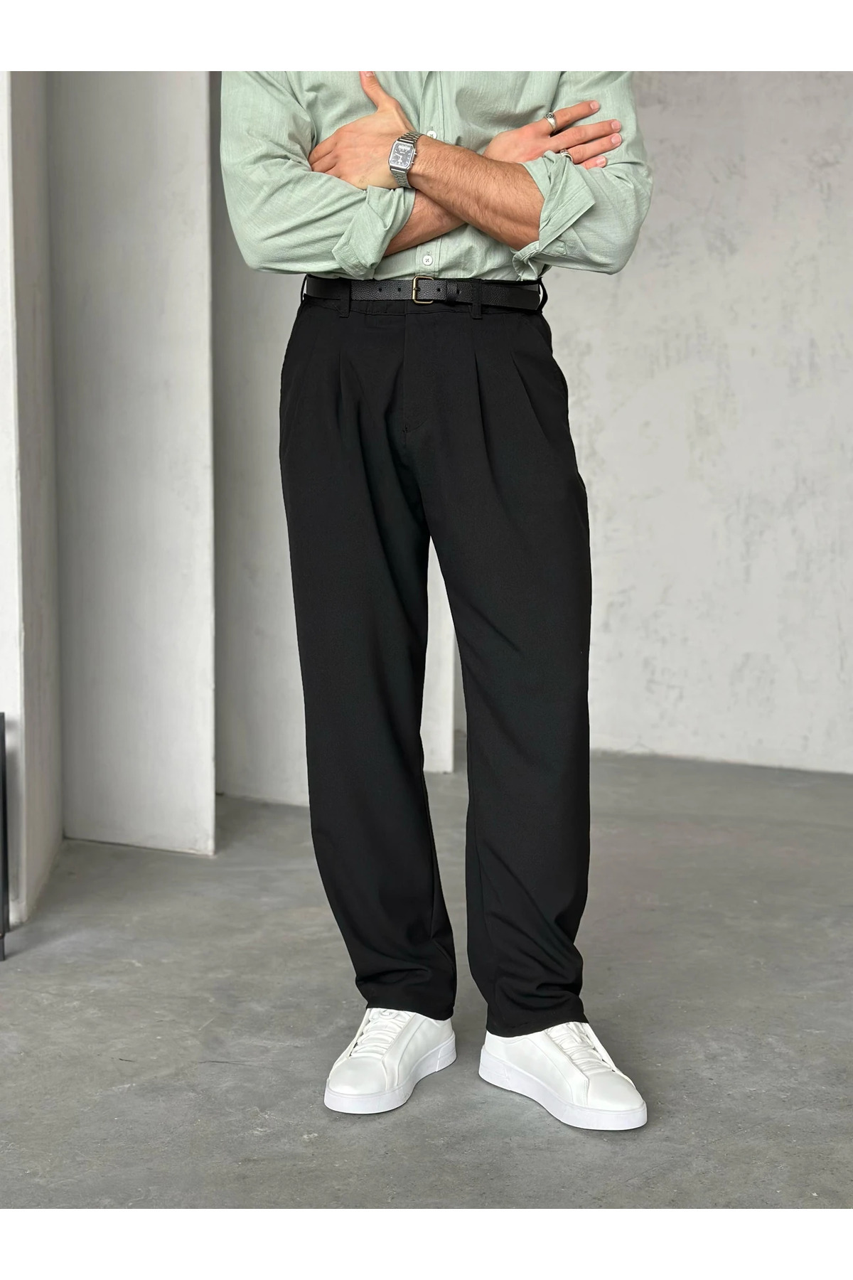 Arabic Style Pileli Klasik Baggy Pantolon Pl11 2026 — سفید arab1