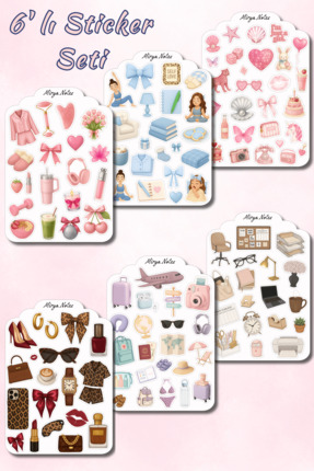Mirya Notes 6'lı Estetik Sticker Seti - Cozy, Soft Girl, Seyahat Ve Ofis Tema...