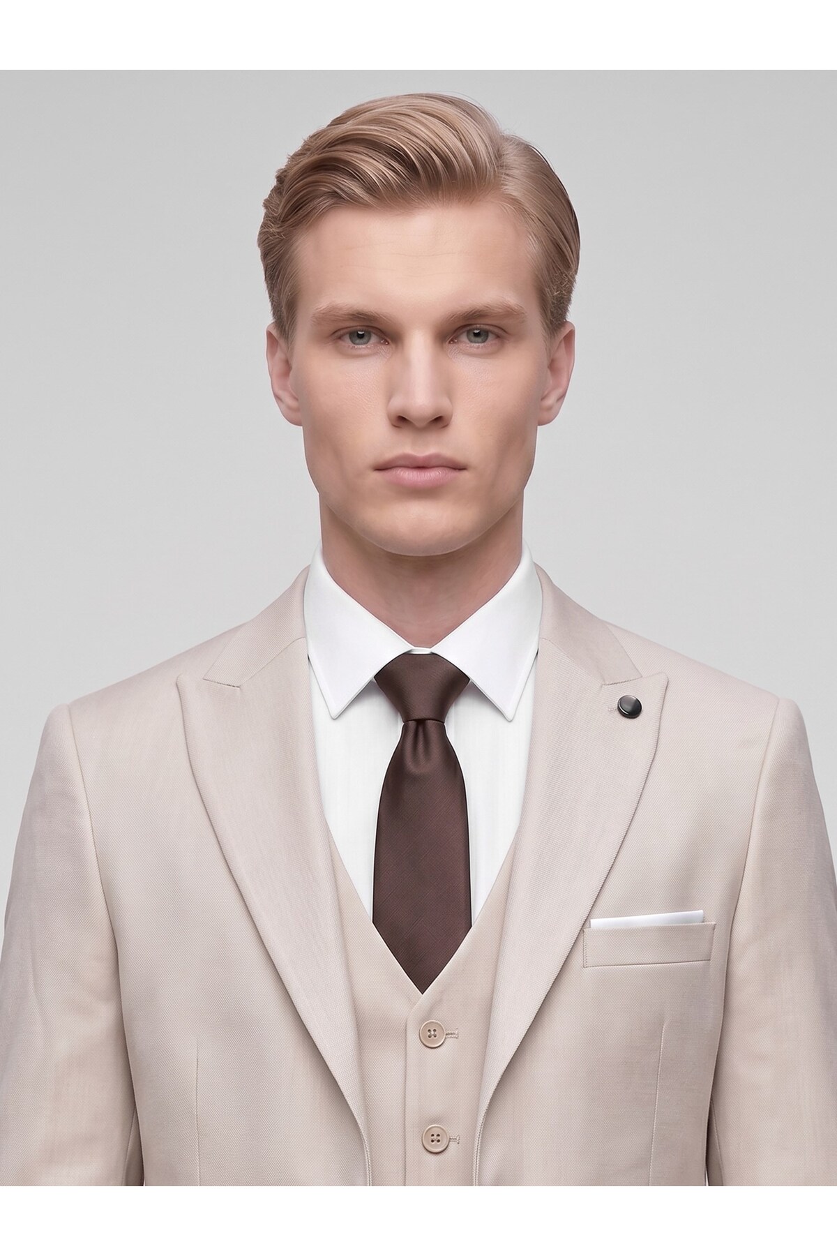 Plus Scorpion Men's 3 Piece Slim Fit Double Slit Suit with Vest Stylish Classic Suit 6 Drop