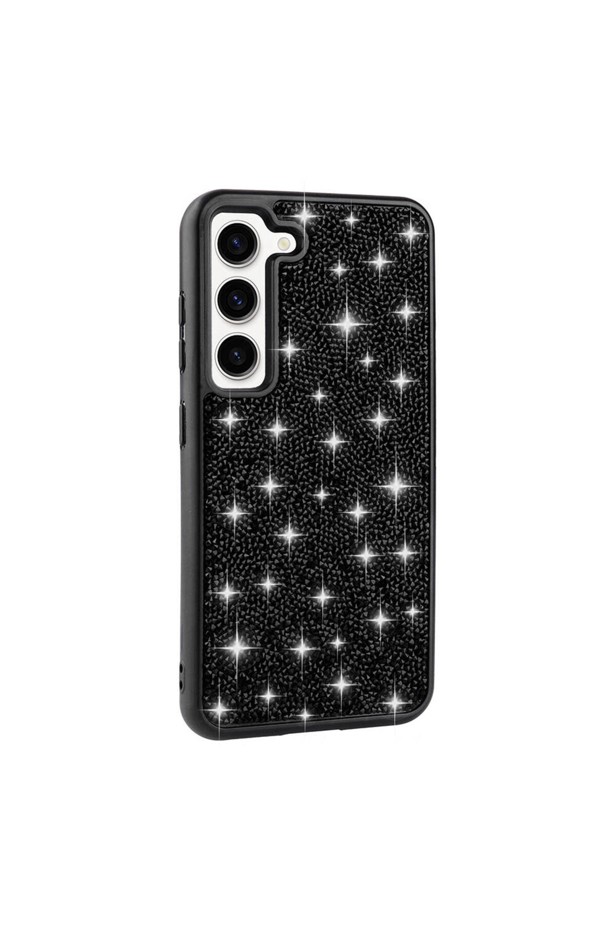 Galaxy S23 Uyumlu Parlak Taşlı Tasarım Pırlanta NVTH Kılıf-Siyah