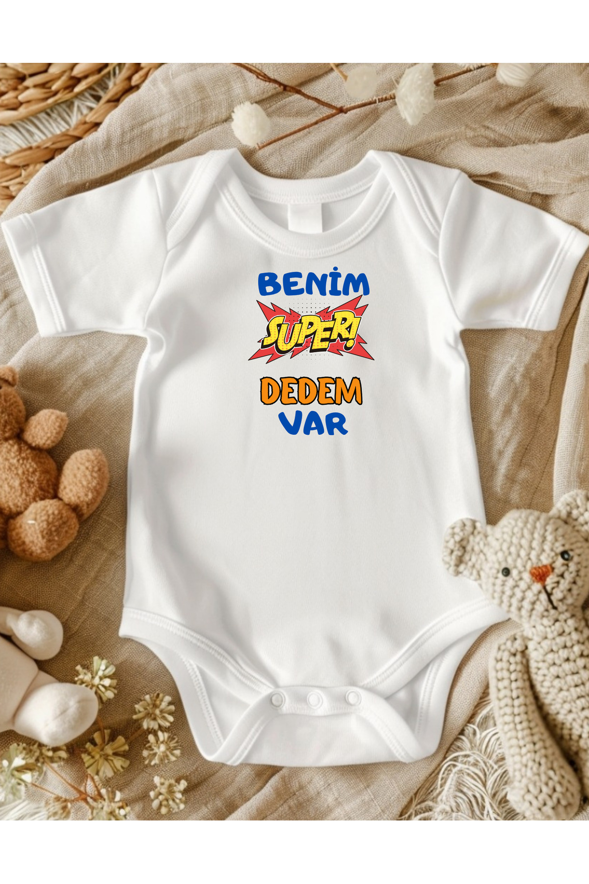 I Have a Super Grandfather Written Baby Bodysuit