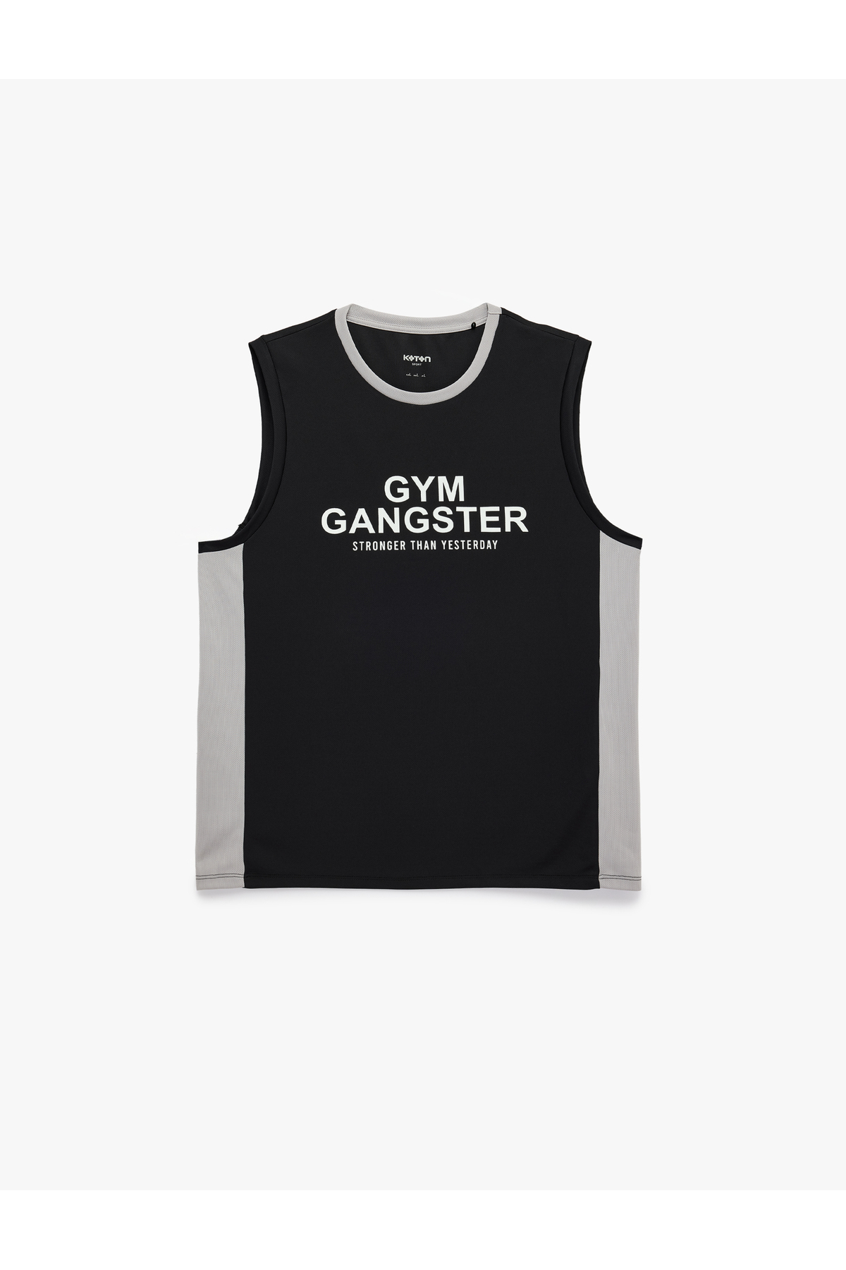 Koton Regular Fit Renk Bloklu Kolsuz Bisiklet Yaka Baskılı Spor Atlet görsel 3