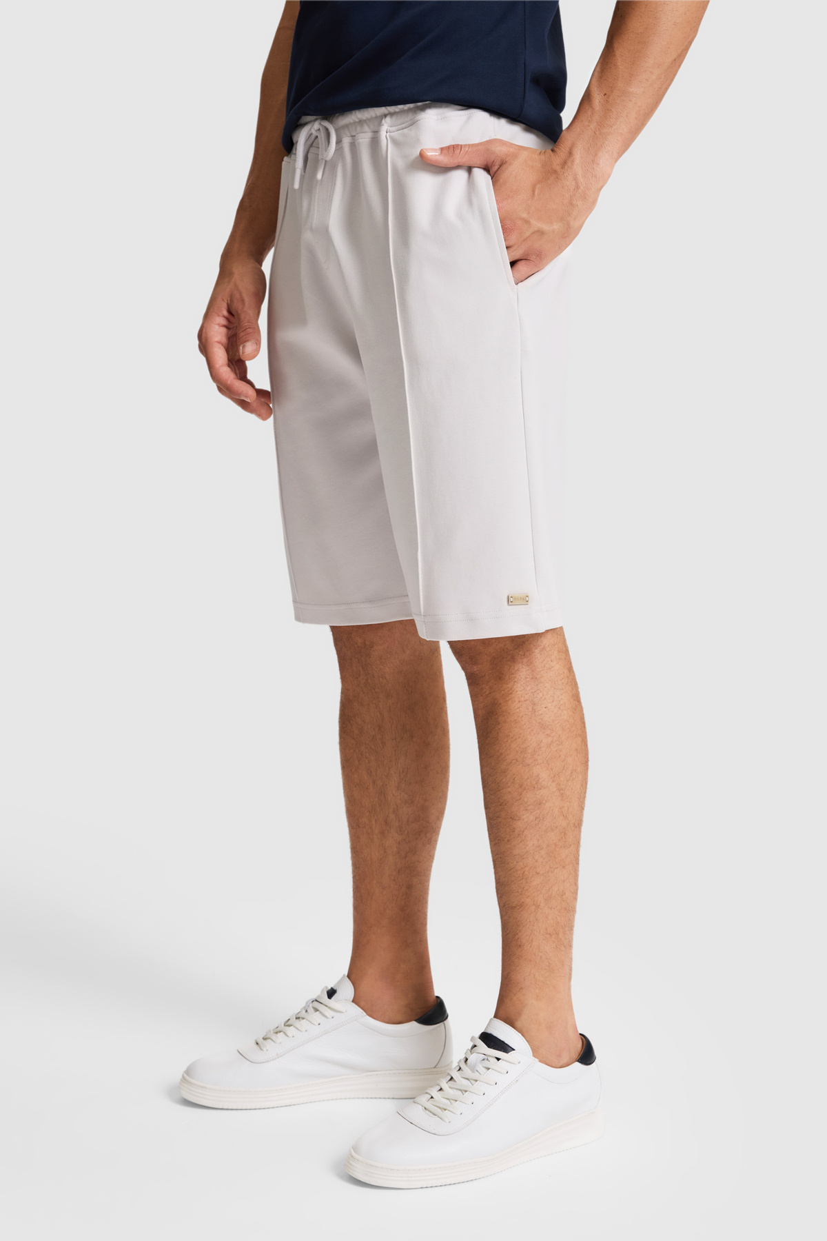 U.S. Polo Assn. Erkek Açık Gri Örme Şort 50327203-VR001 görsel 4