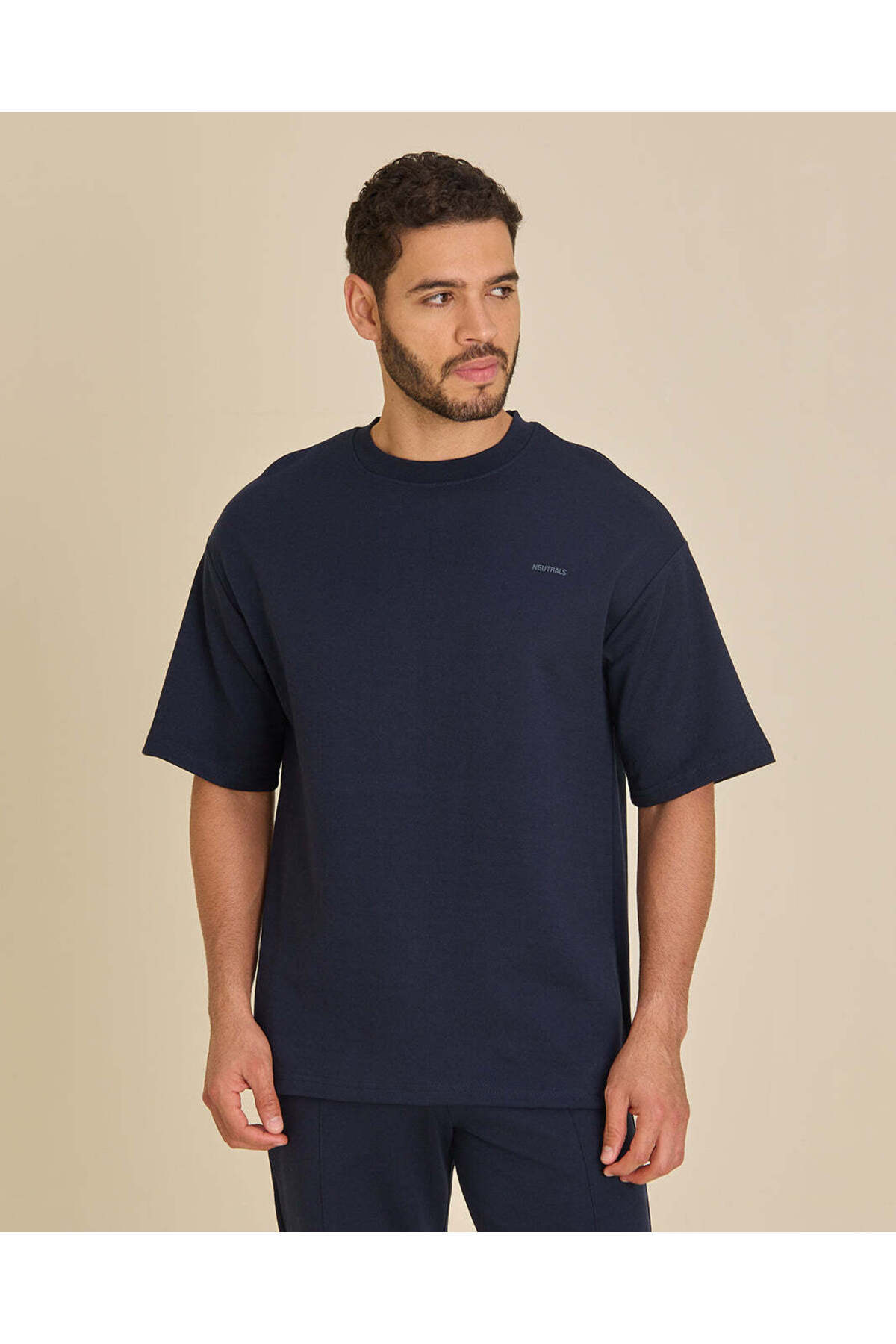 REDTAG Men Navy Pleated Interlock T Shirt
