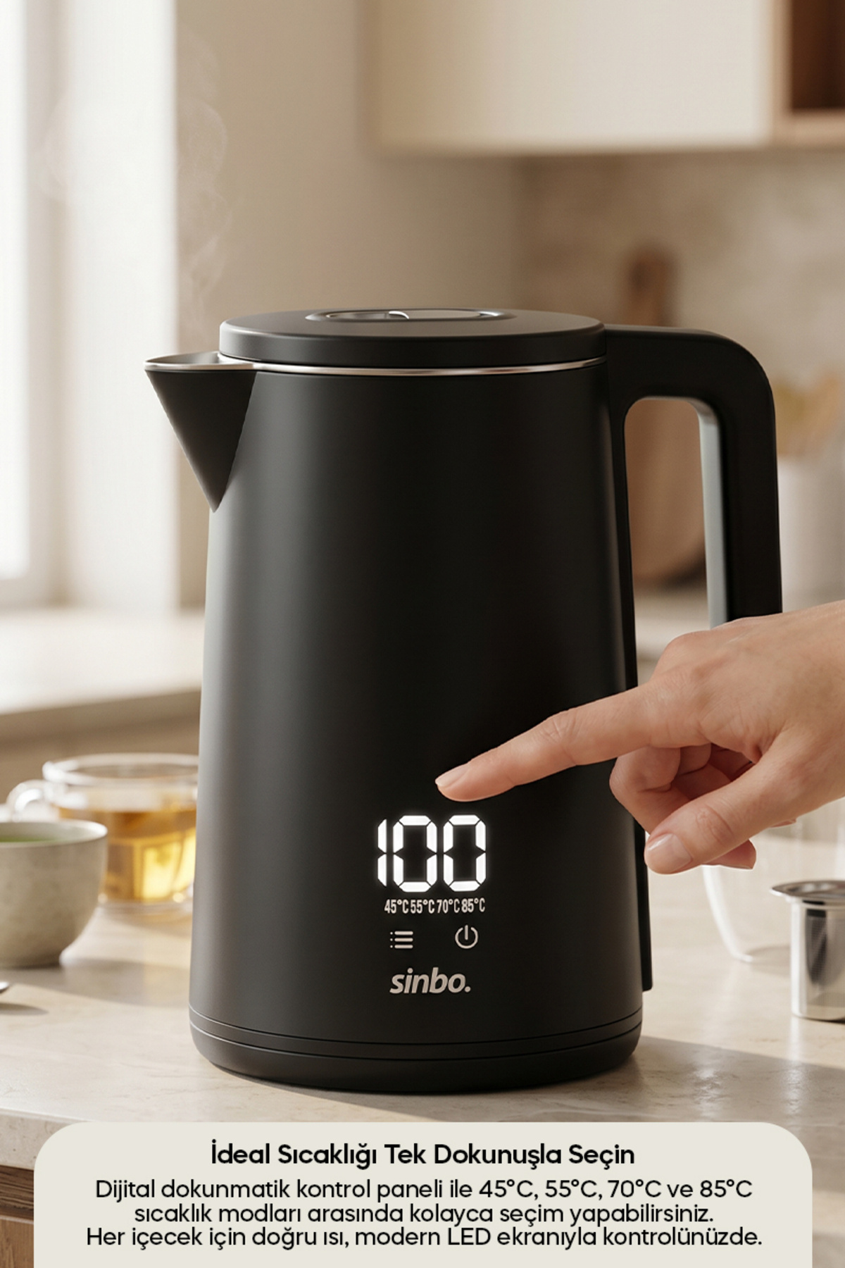 کتری برقی دیجیتال با کنترل لمسی SK-8042 حجم 1.8 لیتر و تنظیم دما
