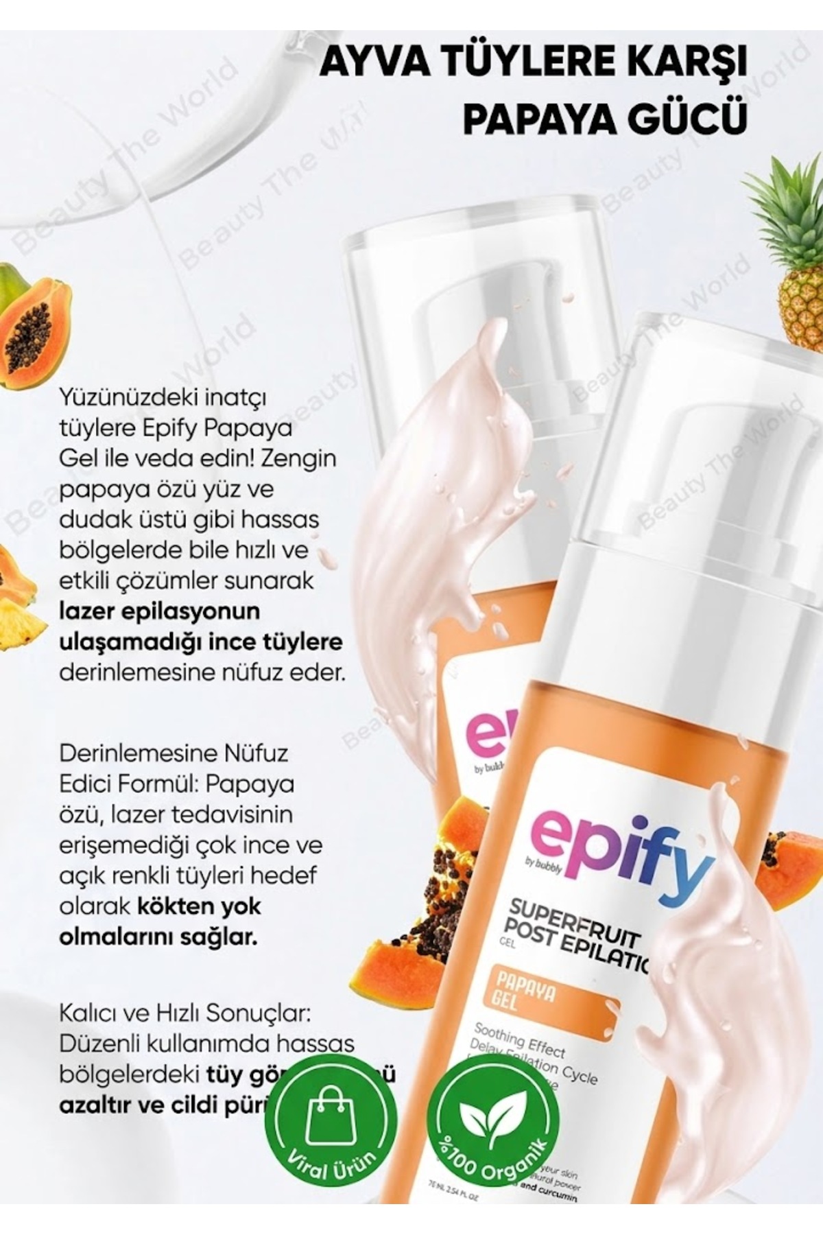 Epify Papaya Superfruit Post Epilation Gel – Tüy Köklerini Zayıflatan Bitkisel Bakım Kürü (75 ml) — ADSGEFSGD — تصویر 2 از 3