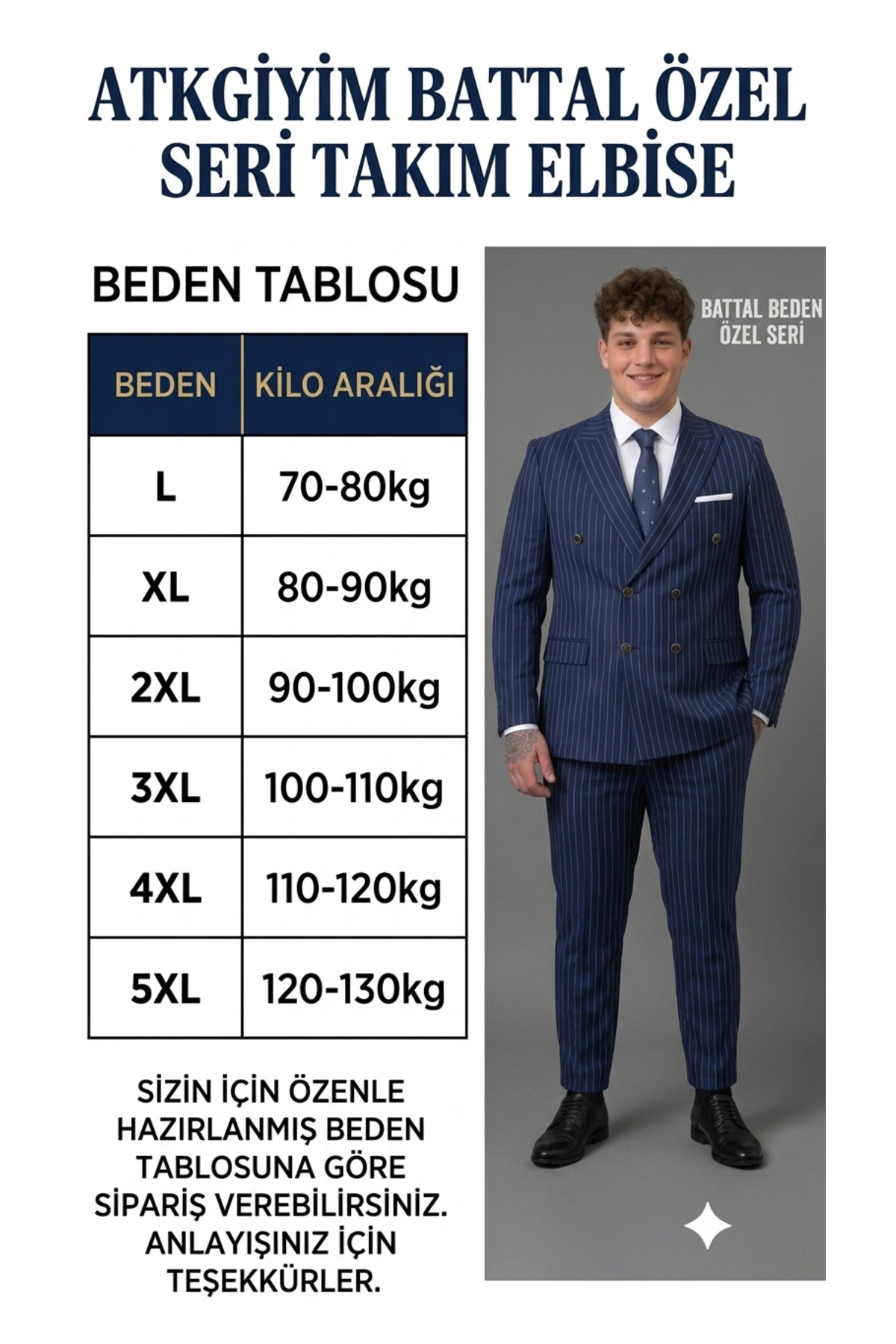 ATKGİYİM Kruvaze Takım Elbise Battal Beden Özel Seri Büyük Beden Erkek Ceket Pantolon Kombin görsel 4