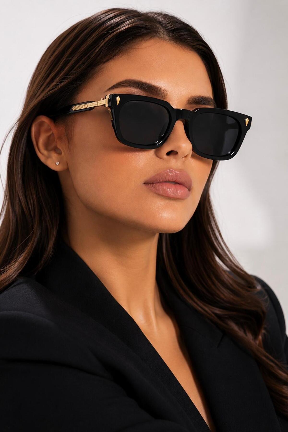ModaLucci Lüx Tasarım Siyah Unisex Güneş Gözlüğü görsel 3