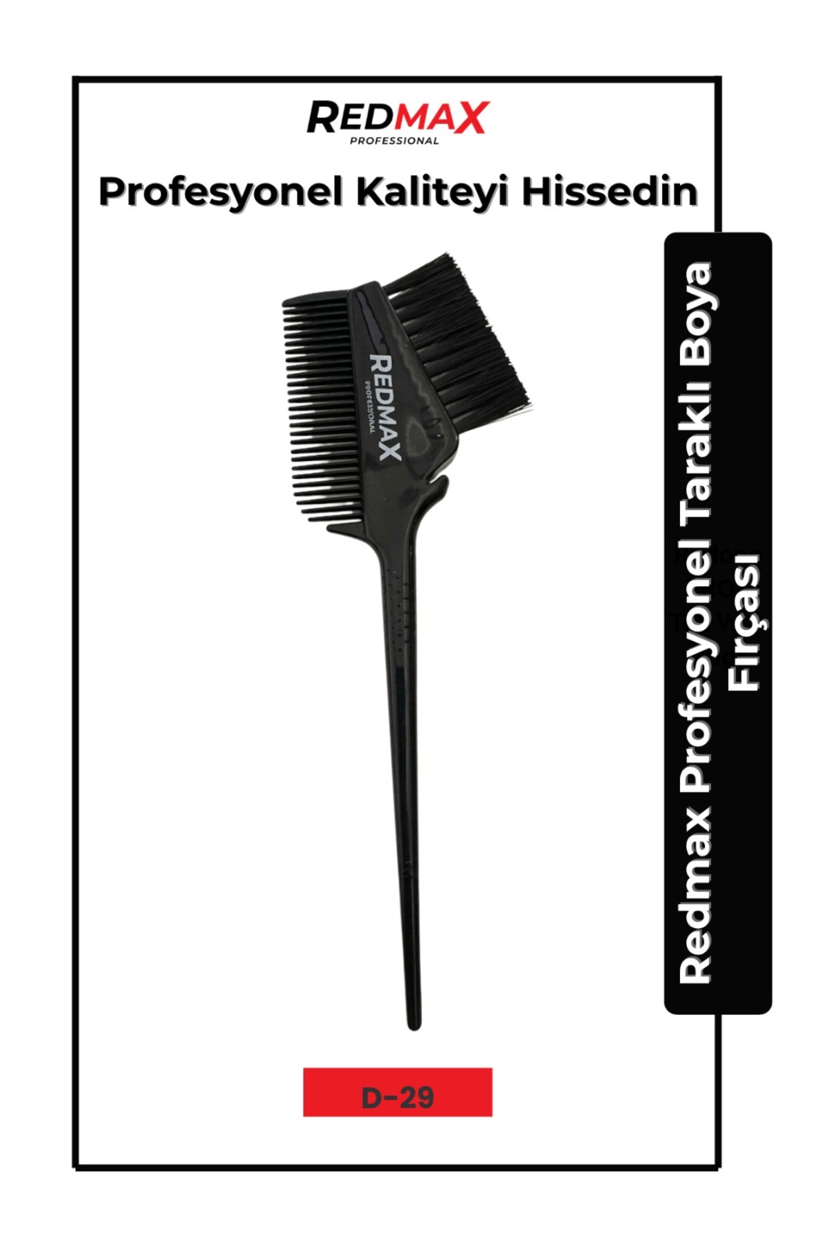 Redmax Professional Redmax Profesyonel D-29 Taraklı Boya Fırçası – Saç Boyama ve Ayırma İçin Kuaför Tipi Fırça — مشکی