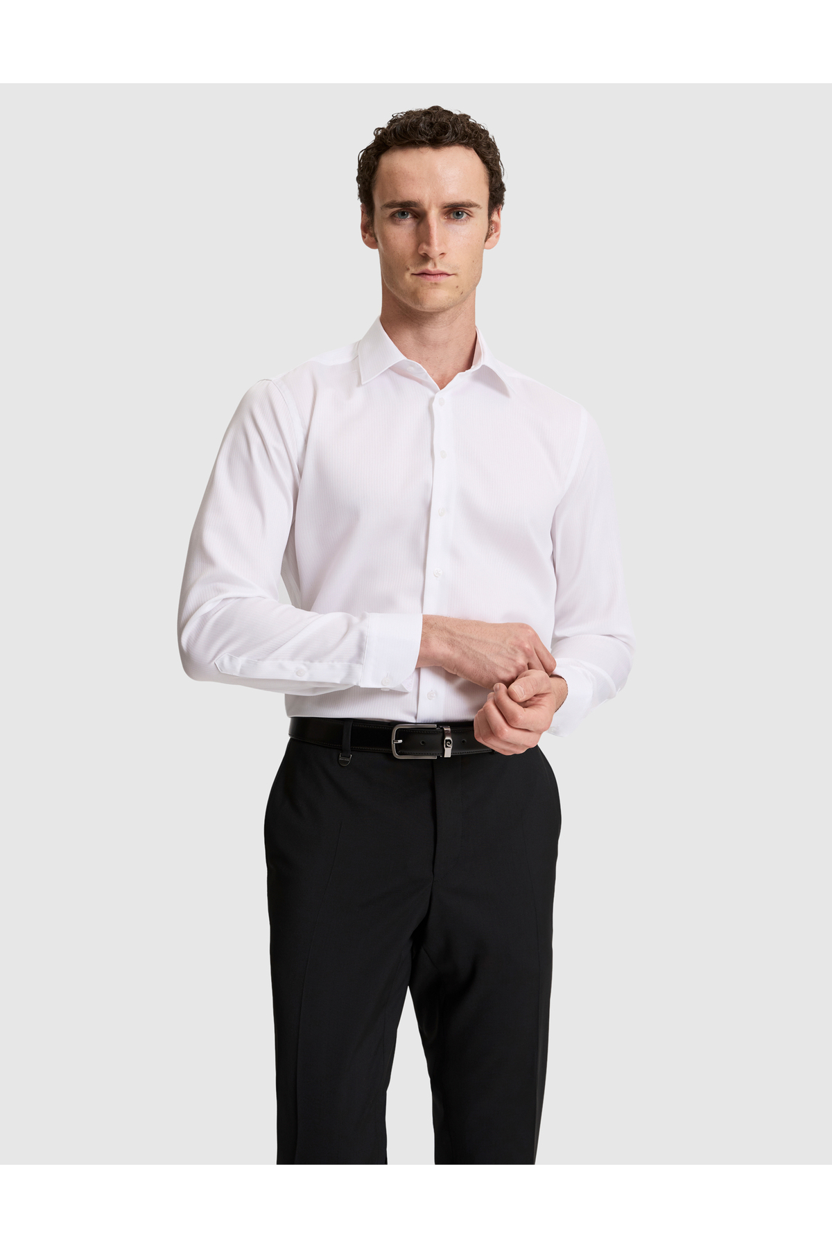 پیراهن آستین بلند سفید اسلیم فیت 50321023-VR013 پیر کاردین پیراهن Pierre Cardin
