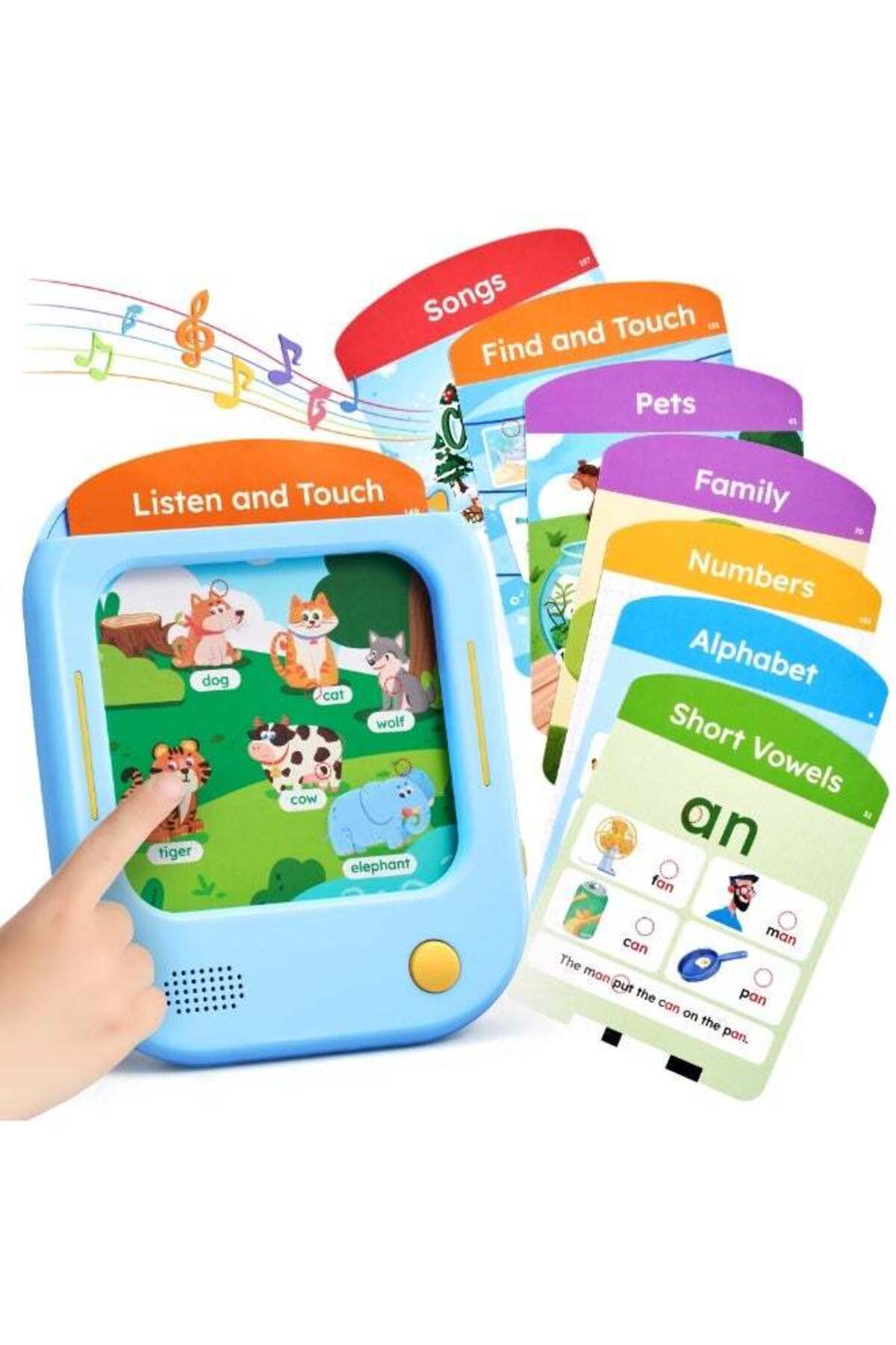 JoyCat Kids Learning Tablet – Screen-Free Tap-to-Read Flash Cards with 156 Pages, Montessori Educational Toy
