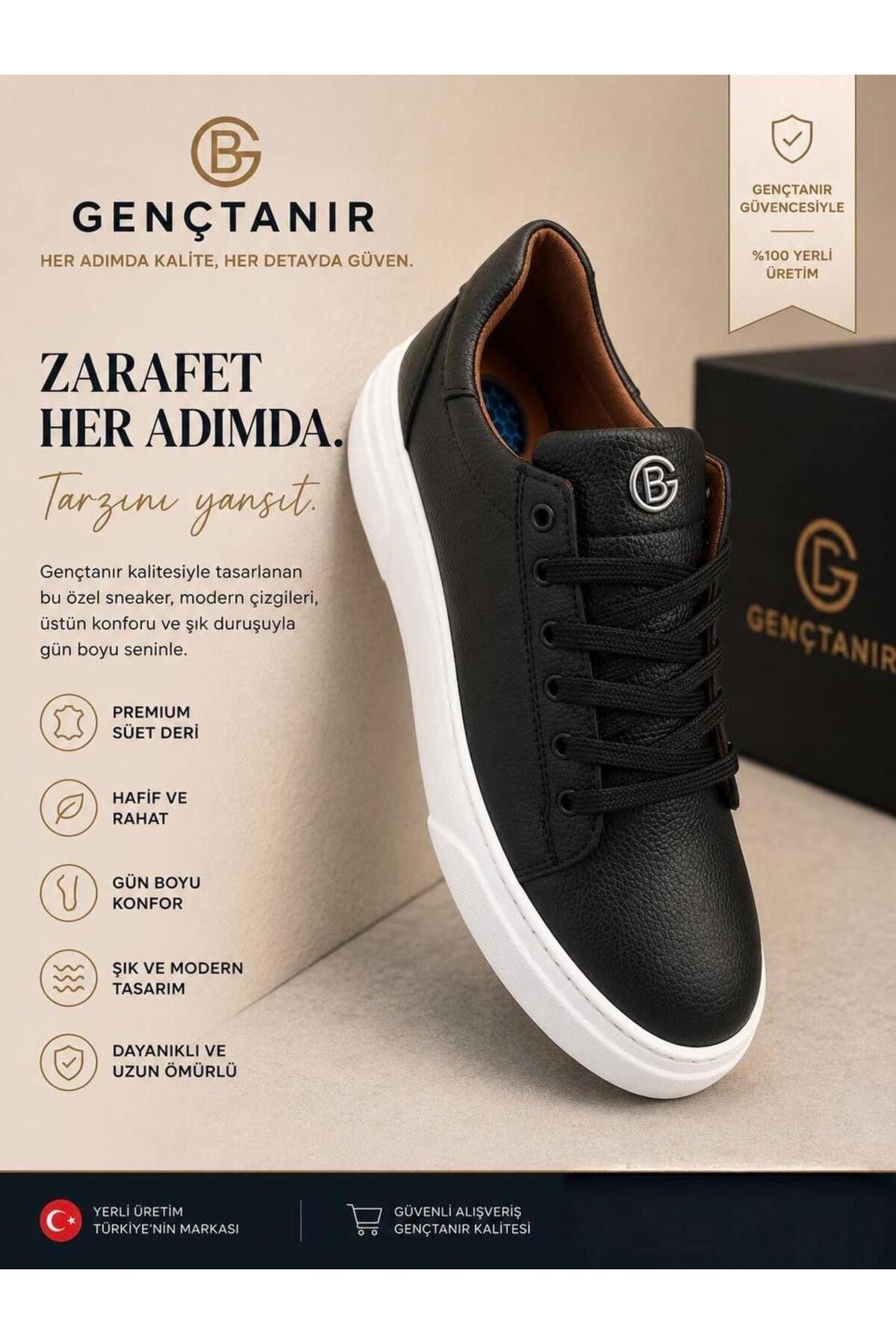 GENCTANİR SHOES Erkek Günlük Esnek Rahat Dikişli Hafif Poli Taban Yürüyüş Garantili Spor Ayakkabı