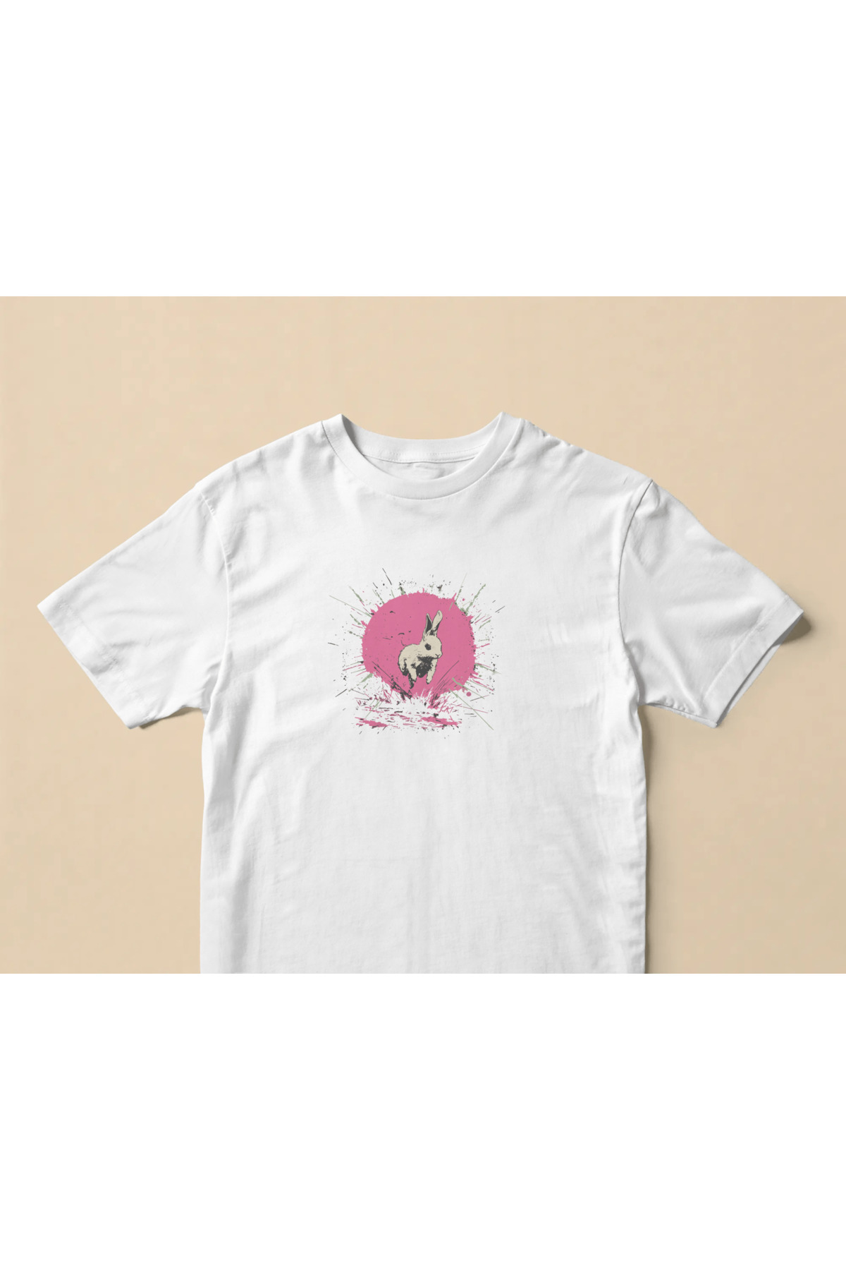 buzagi Run Rabbit Run Regular Unisex White T-Shirt
