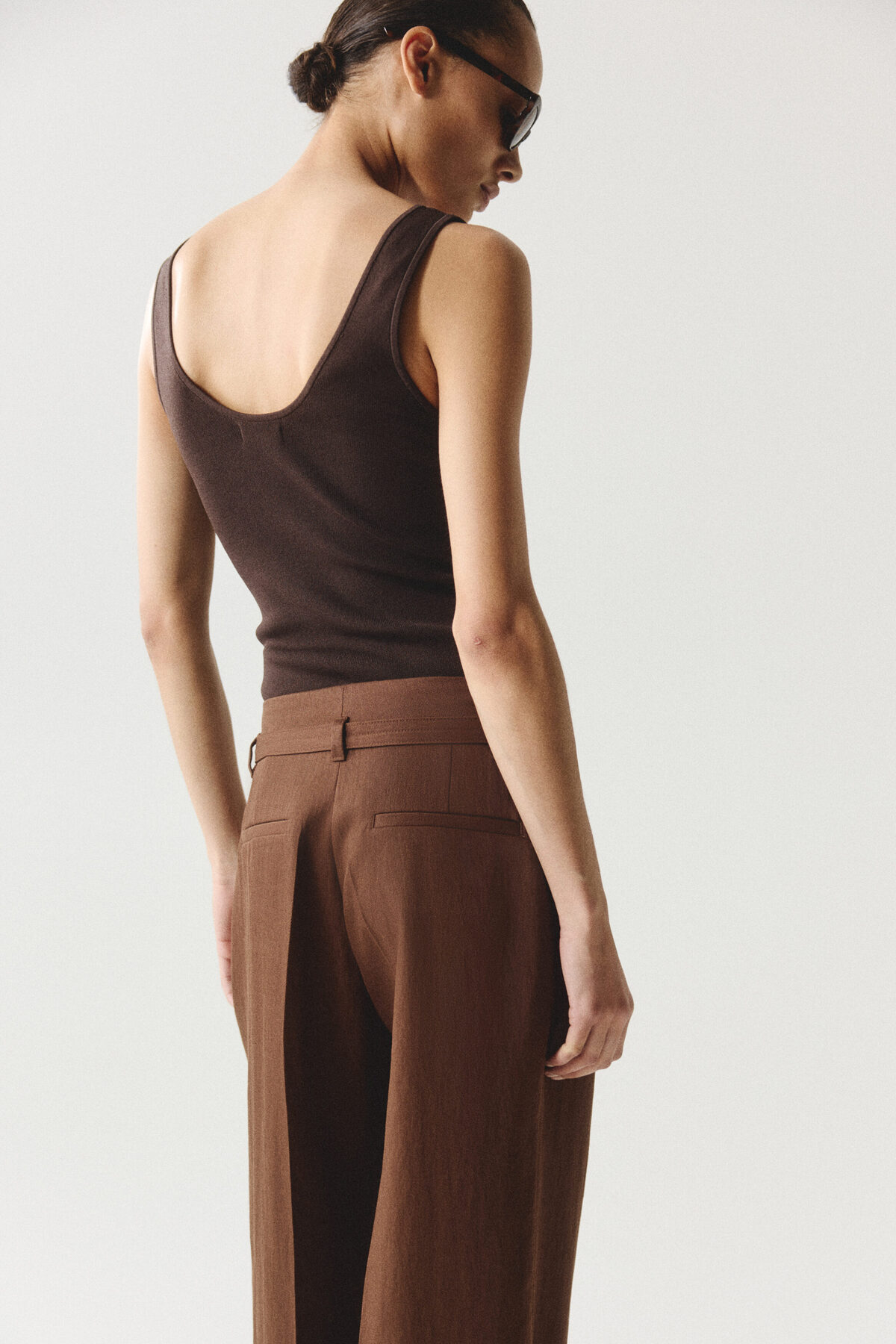H&M Kemerli Geniş Pantolon görsel 5