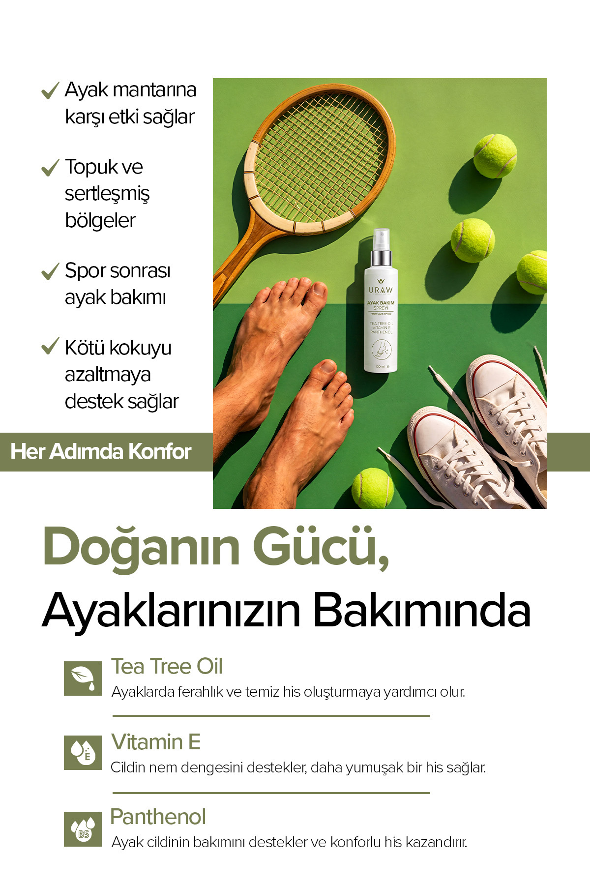 Ferahlık & Koku Kontrolü | Ayak Bakım Spreyi 100 ml — URW78 — تصویر 5 از 6