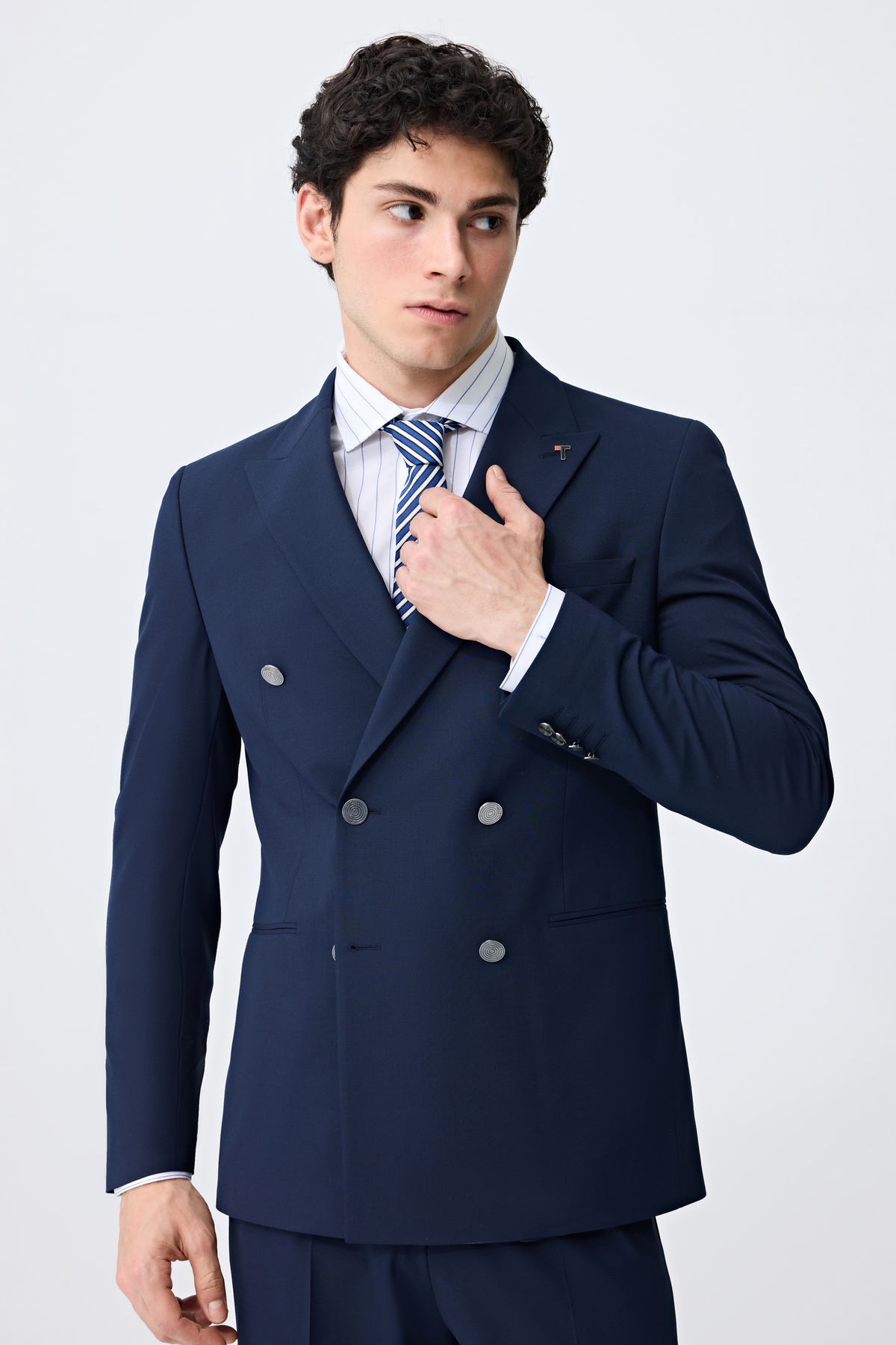 Slim Fit Lacivert Kruvaze Takim Elbise — سرمه‌ای 6TF05KV11580M — تصویر 2 از 8