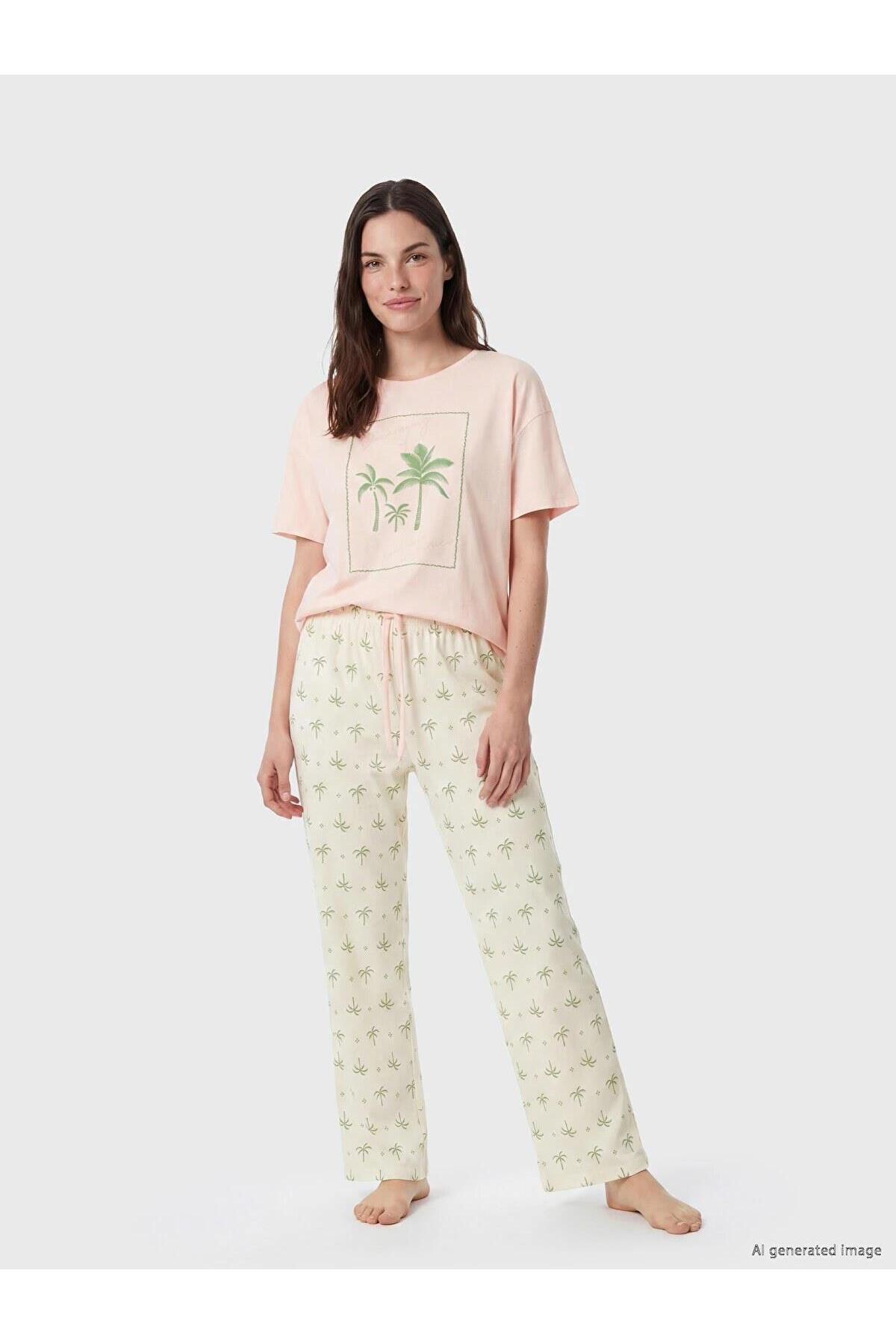 LC Waikiki Crew Neck Printed Women's Pajama Set (S6)