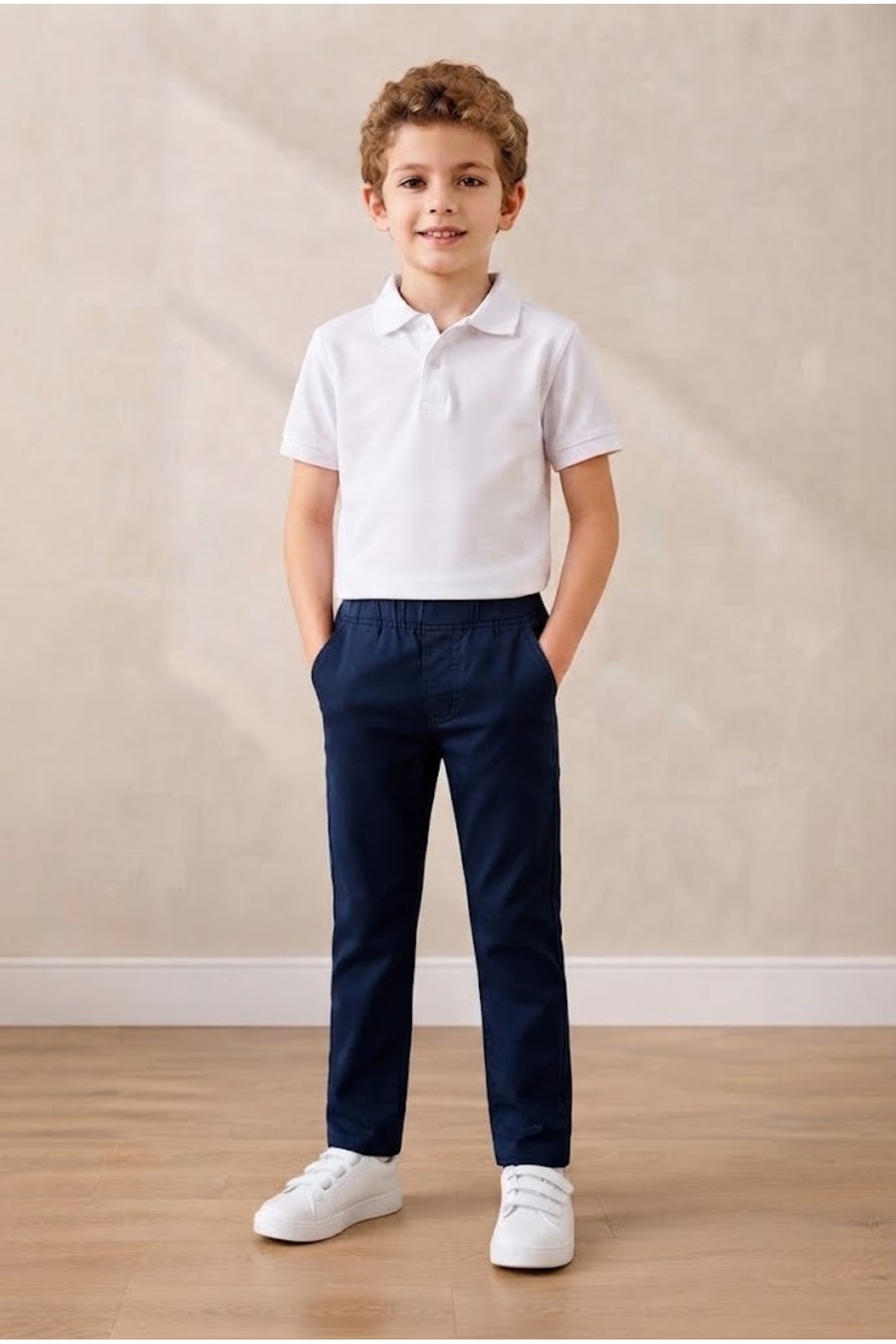 NACAR STORE Unisex Elastic Ribbed Children's School Pants for Chubby Boys