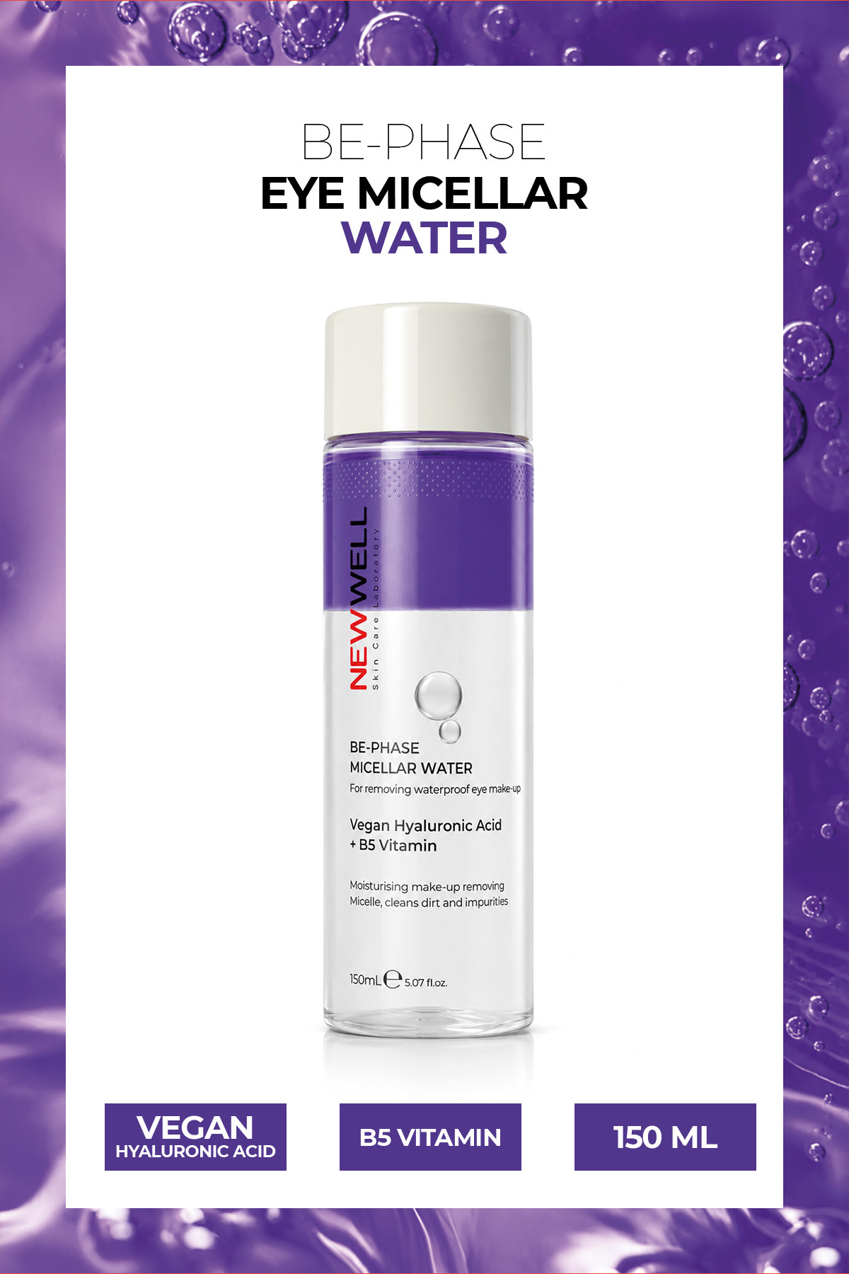 New Well Be-Phase Eye Micellar Water Purple | Göz Makyaj Temizleme Suyu Mor 150 ml — 86809233601199