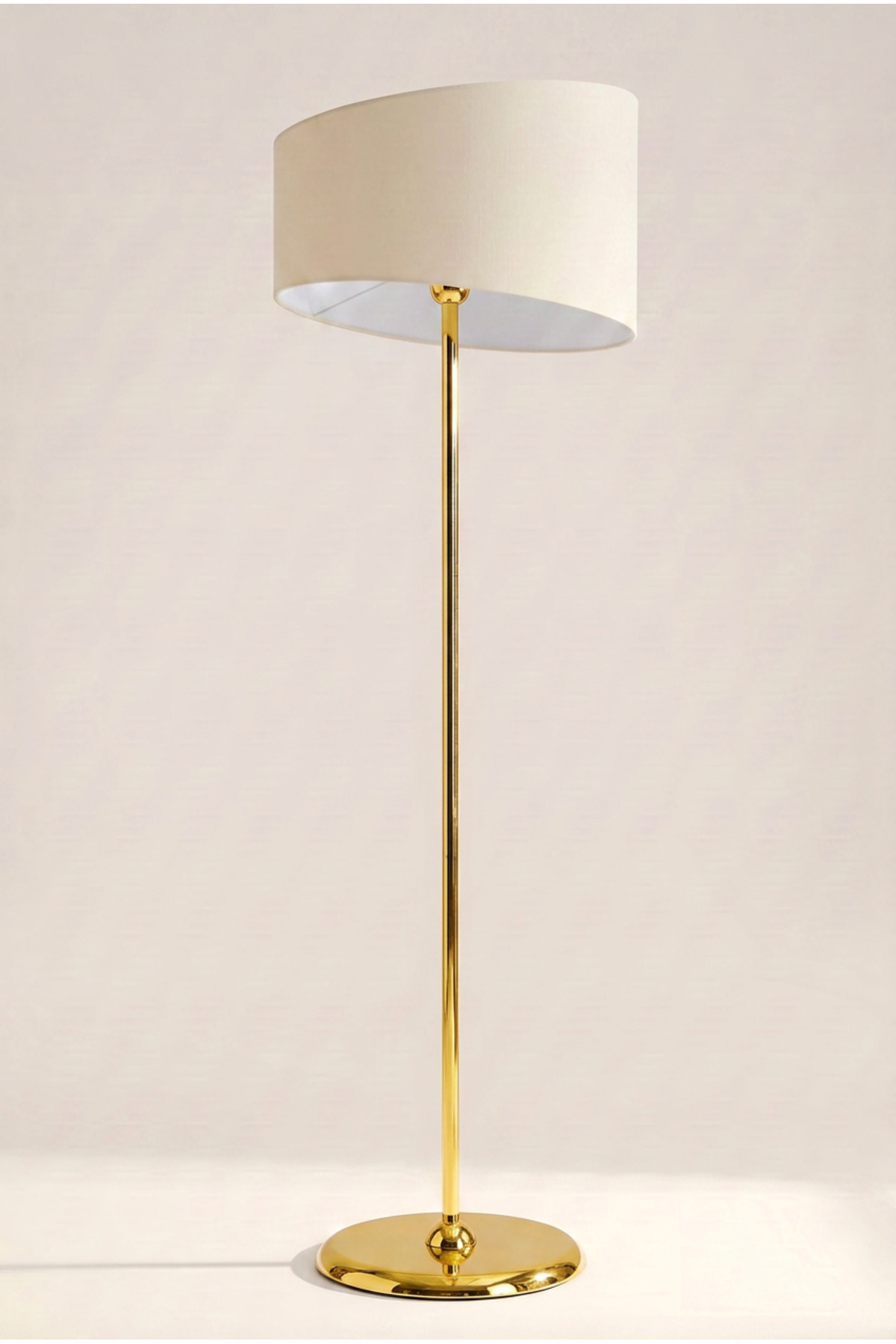 Lite Conic Gold Floor Lamp – Modern and Stylish Design with Elliptical Cream Cap