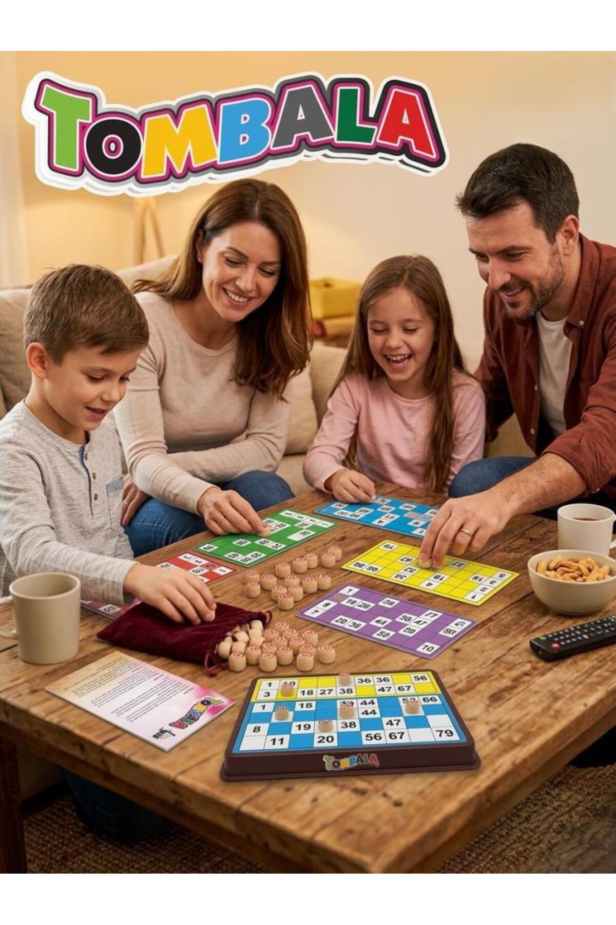 Tıfıl Toys Eğlenceli Tombala 2-12 Kişilik 90 Adet Taşlı Tombala Eşleştirme Aile Kutu Oyunu Seti