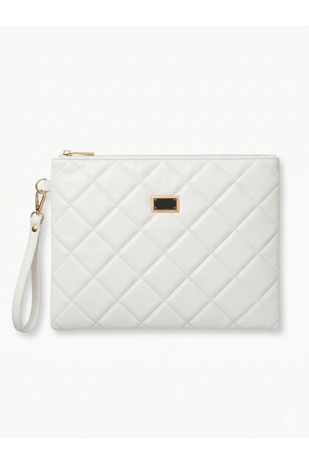 BK Bags & Accessories Orta Boy Beyaz Portföy Clutch Kadın El Çantası görsel 2