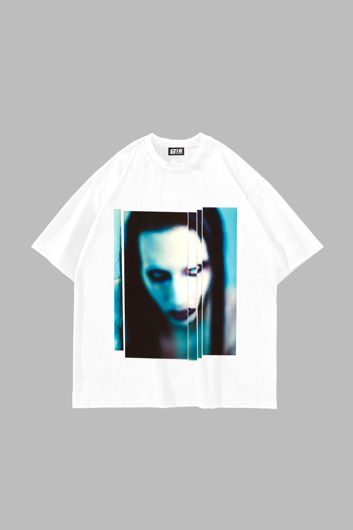 Sekizbiraltı Marilyn Manson Baskılı Beyaz Oversize Tshirt - Fiyatı
