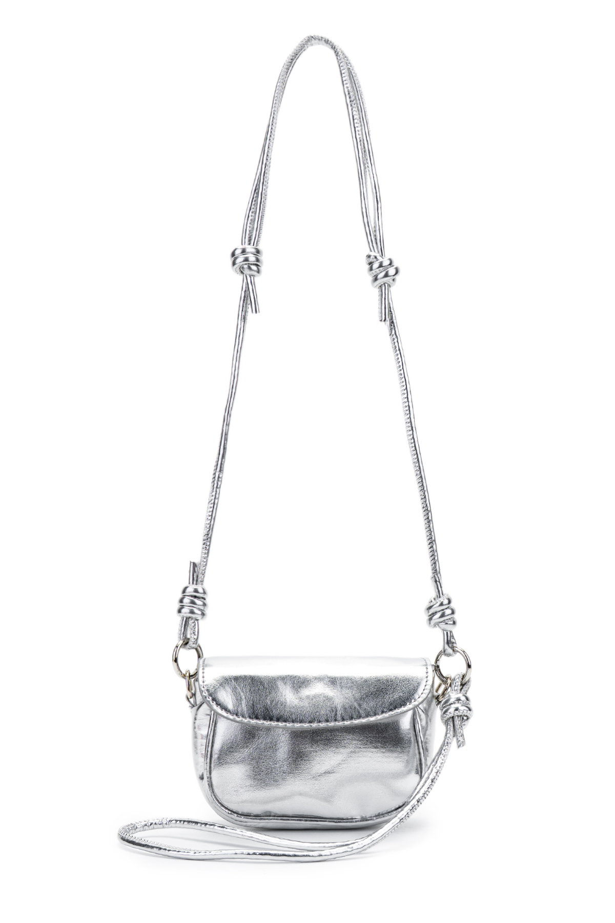 Women's Crossbody Bag with Adjustable Knot Detail Strap Juno Silver