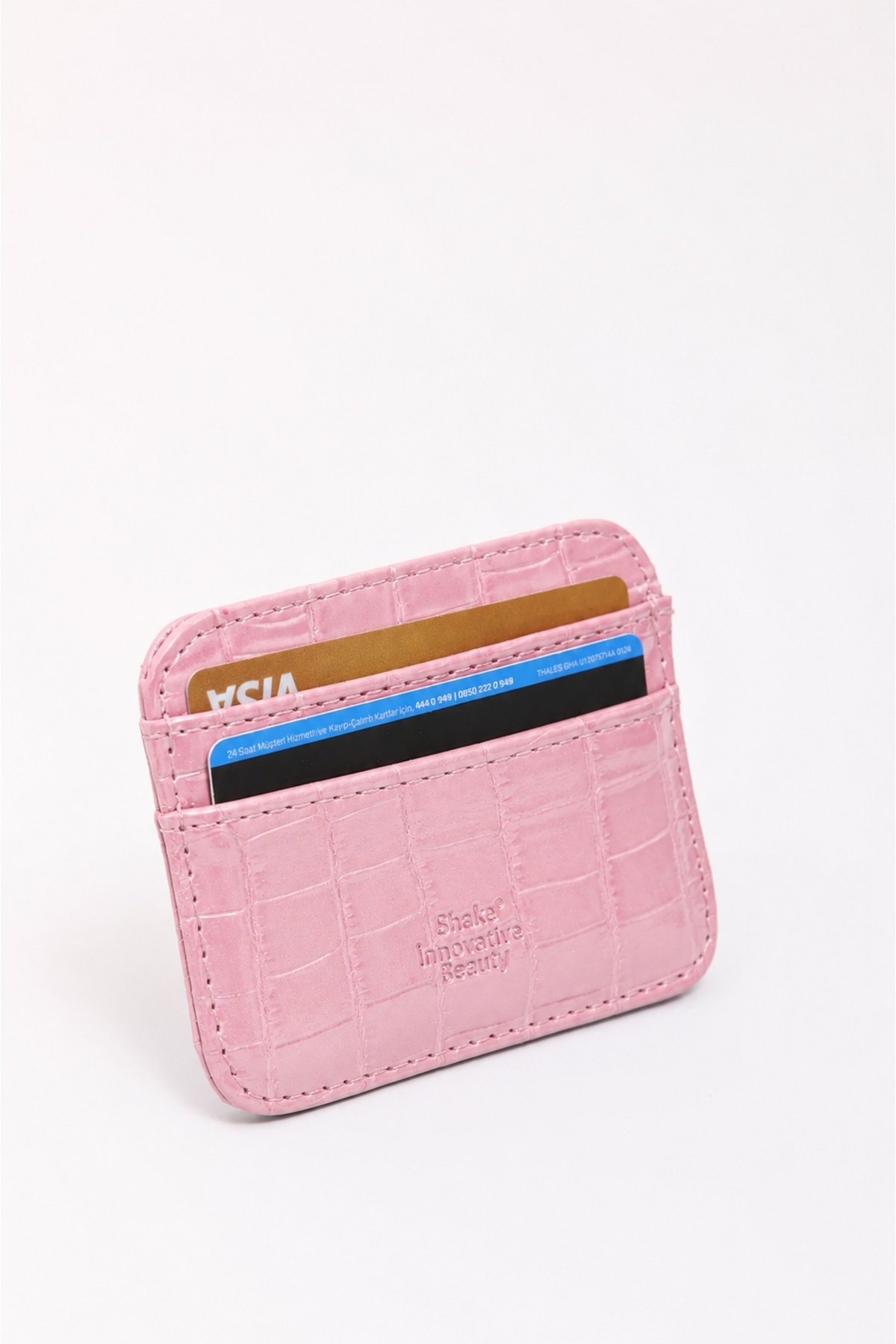 SHAKA Pembe Shk181 Kroko Suni Deri, 4 Kartlık ve Para Bölmeli, Unisex Kartlık görsel 4