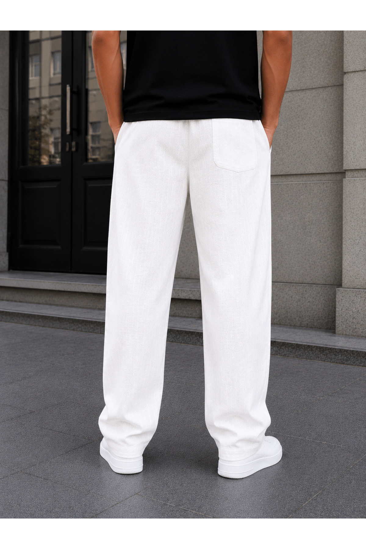 by fiyaka fashion Erkek Ham Keten Premium Kalite Baggy Pantolon (iç Göstermez Dikiş Atmaz) görsel 6