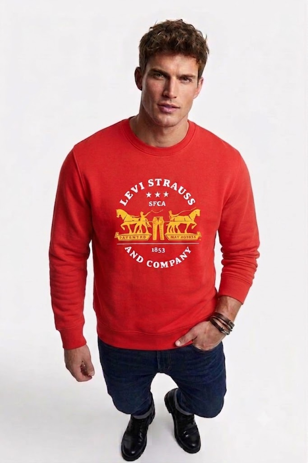سویشرت یقه گرد مردانه طرح‌دار نخی لیوایز سویشرت Levi's