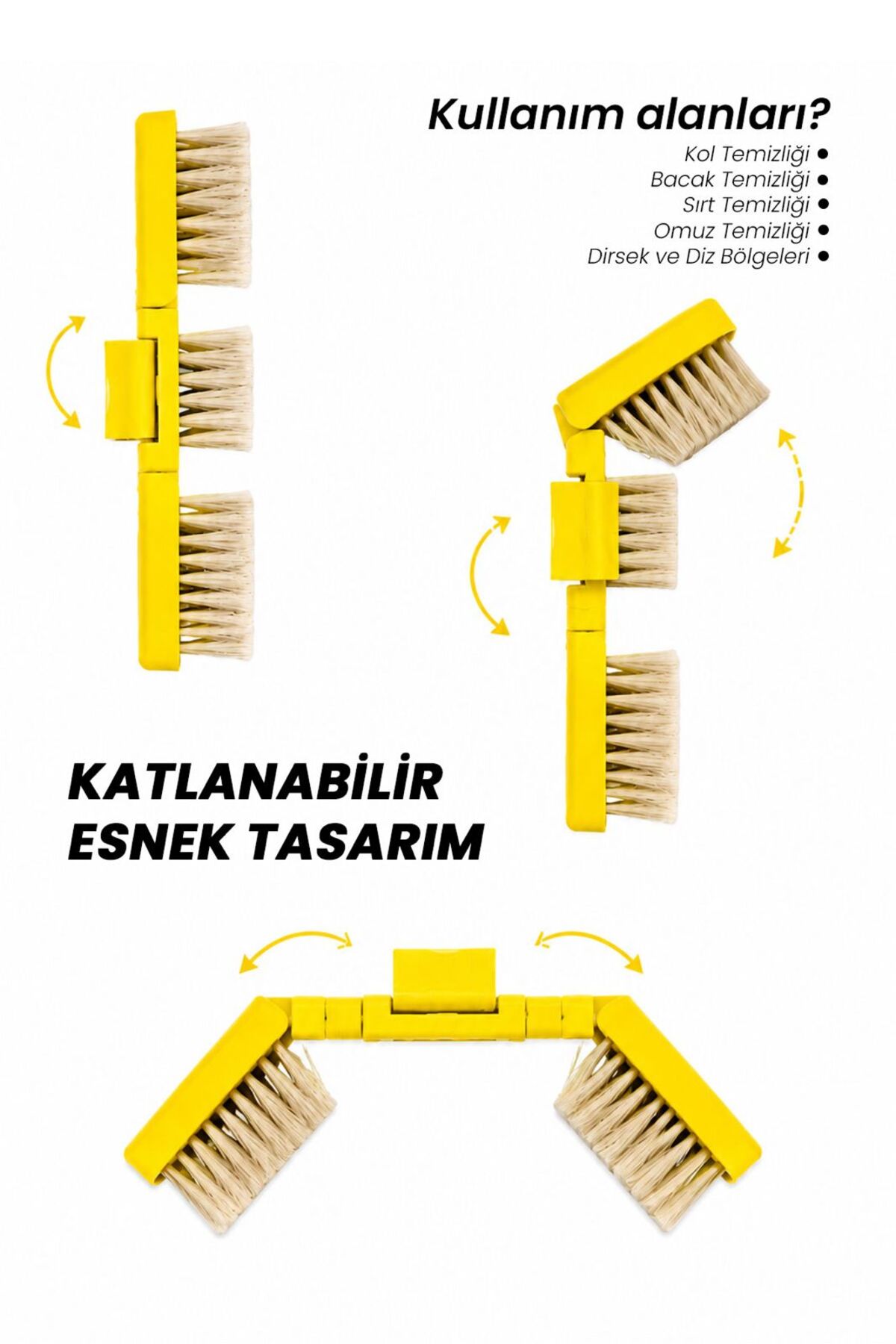 %100 At Kılı Selülit Fırçası Sarı Renk — AKF-01 — تصویر 2 از 3