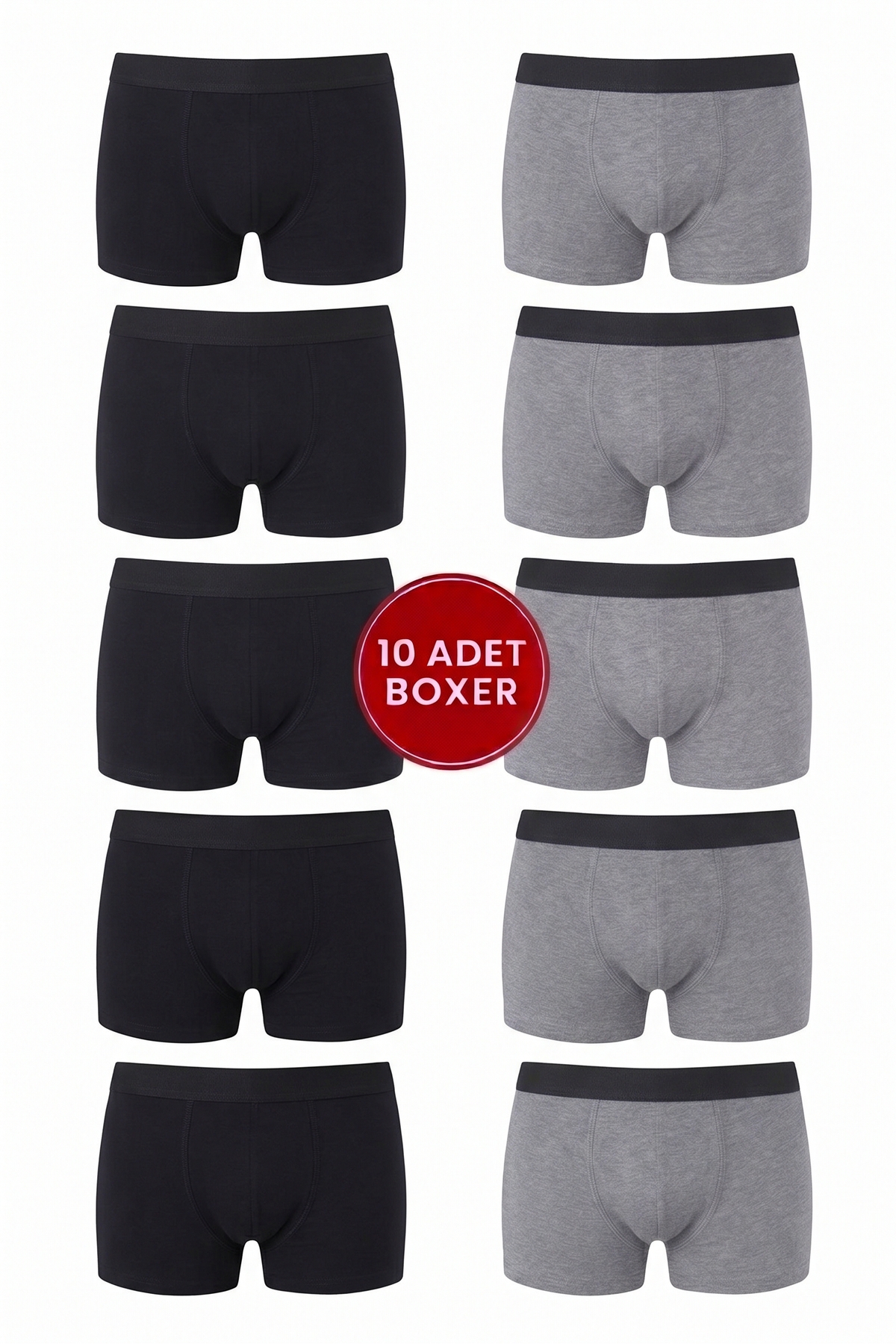 NACAR STORE Erkek 10'lu Paket Pamuklu Likralı Karışık Renk Esnek Kumaş Boxer