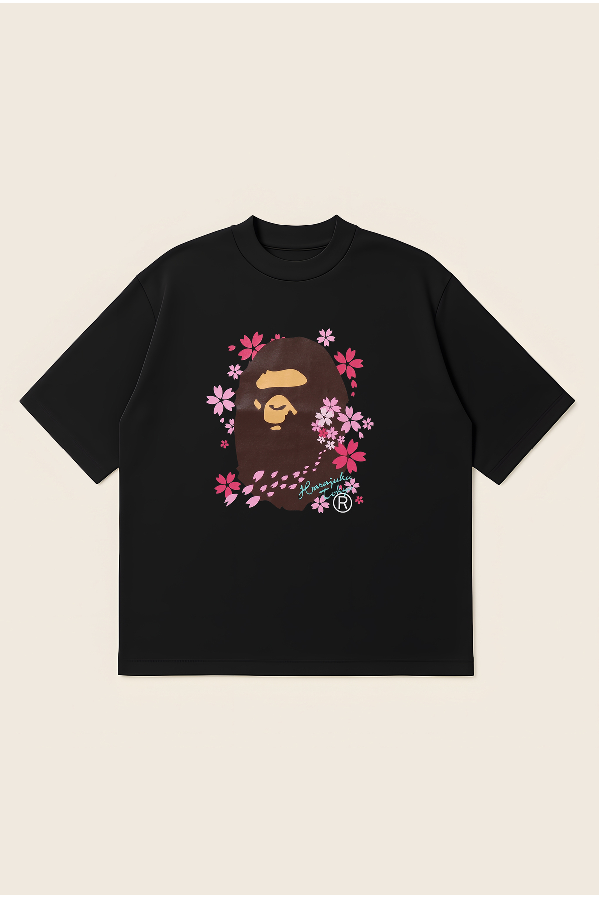 Moon Dancer Bape Tokyo Flowers Printed Oversize Boxy Cut Unisex 100% Cotton Tshirt | Streetwear