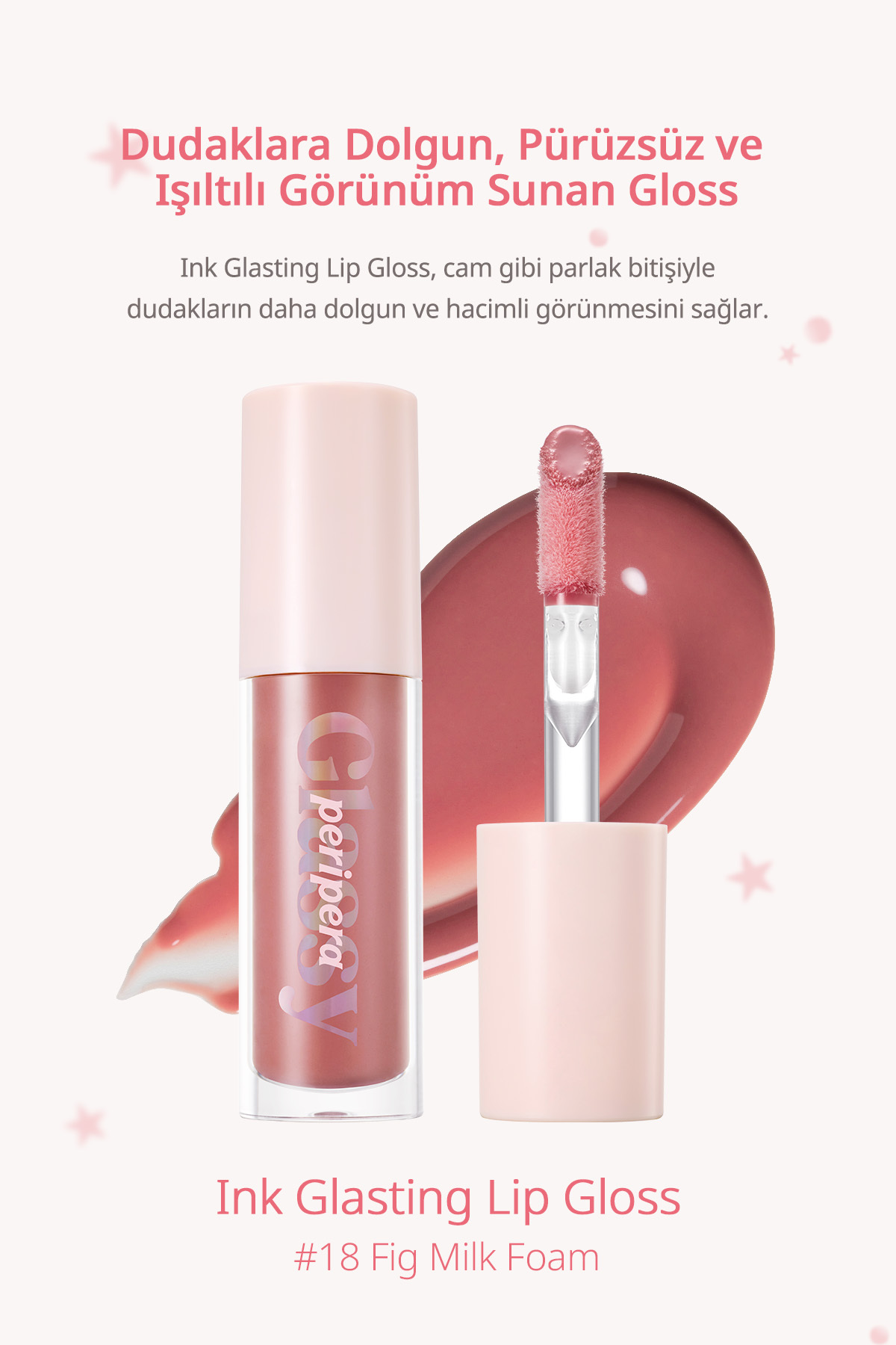 Dudaklara Dolgun ve Işıltılı Görünüm Sunan Gloss Ink Glasting Lip Gloss (18 Fig Milk Foam) — بنفش 5568 — تصویر 3 از 9