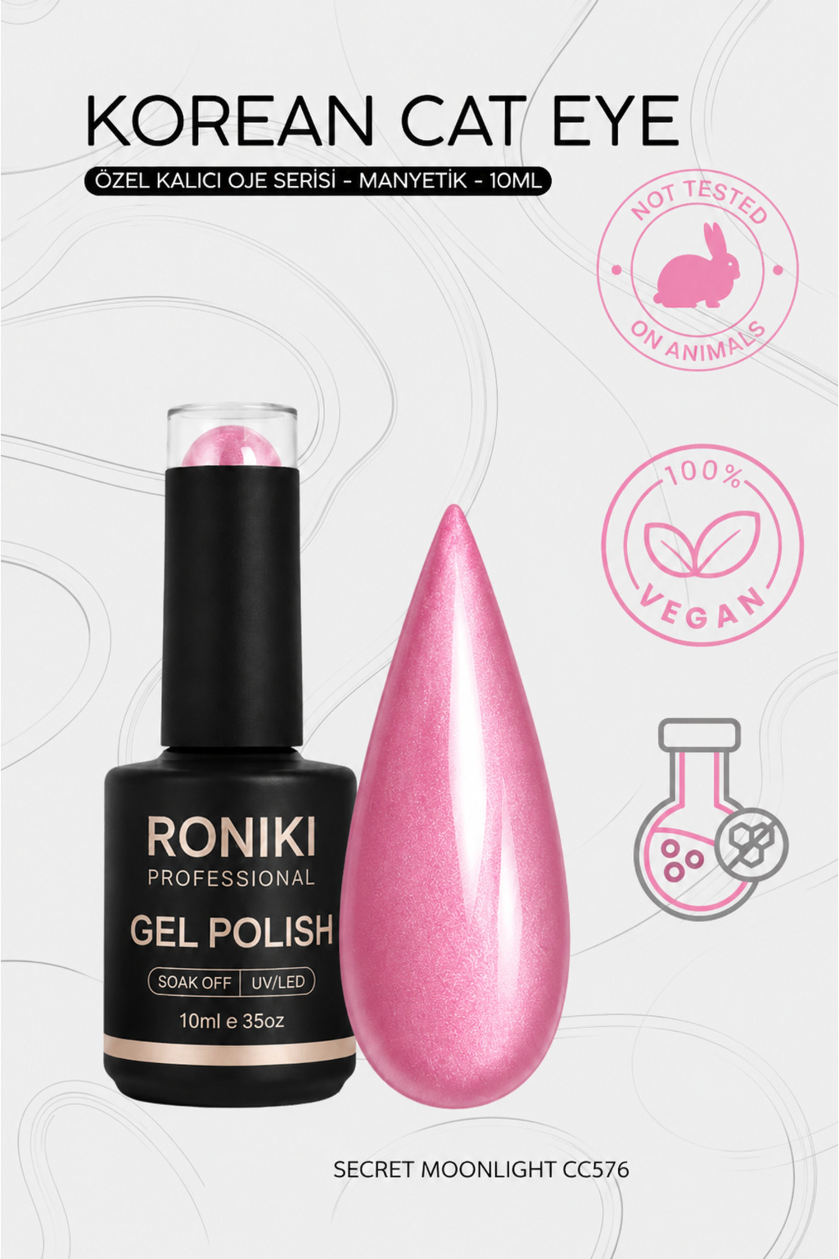 RONIKI Kalıcı Oje Korean Cat Eye - Kadife Kedi Gözü Secret