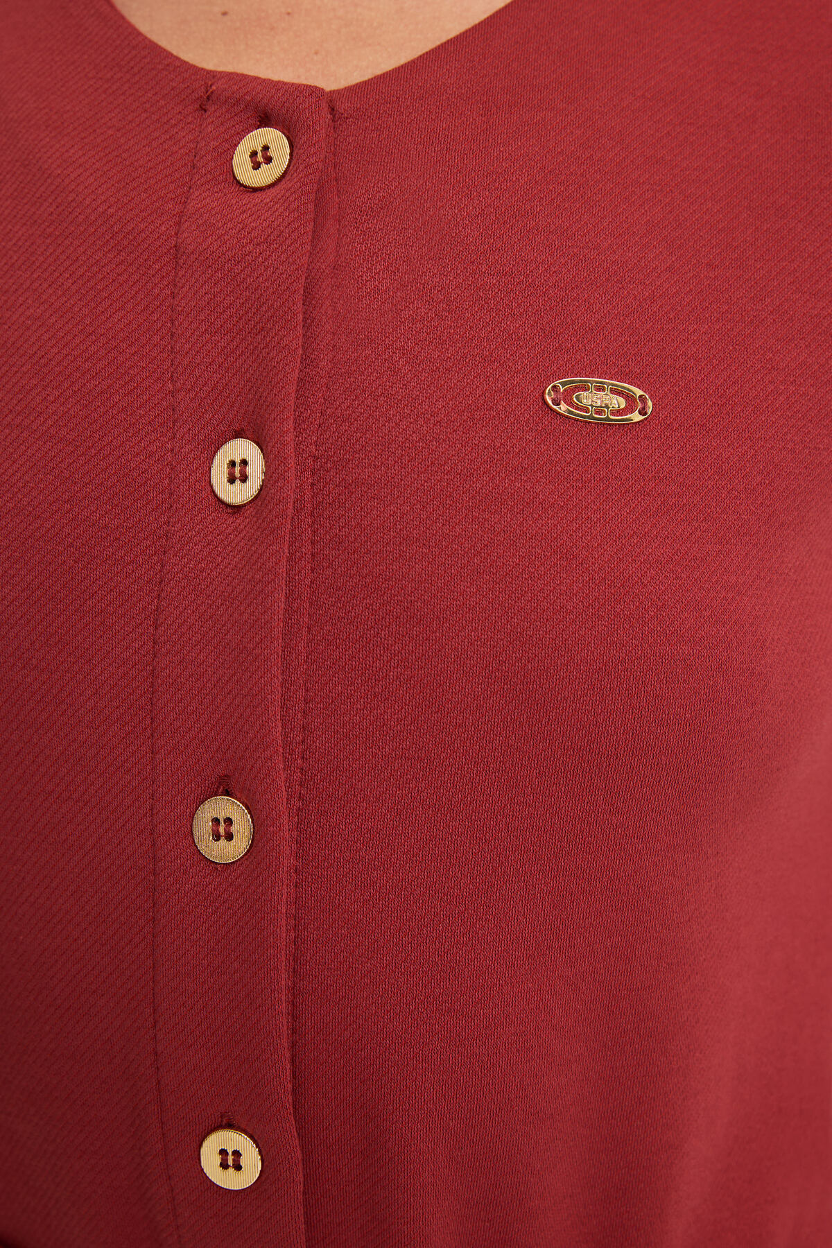U.S. Polo Assn. Kadın Vişne Örme Elbise 50323478-VR223 görsel 6